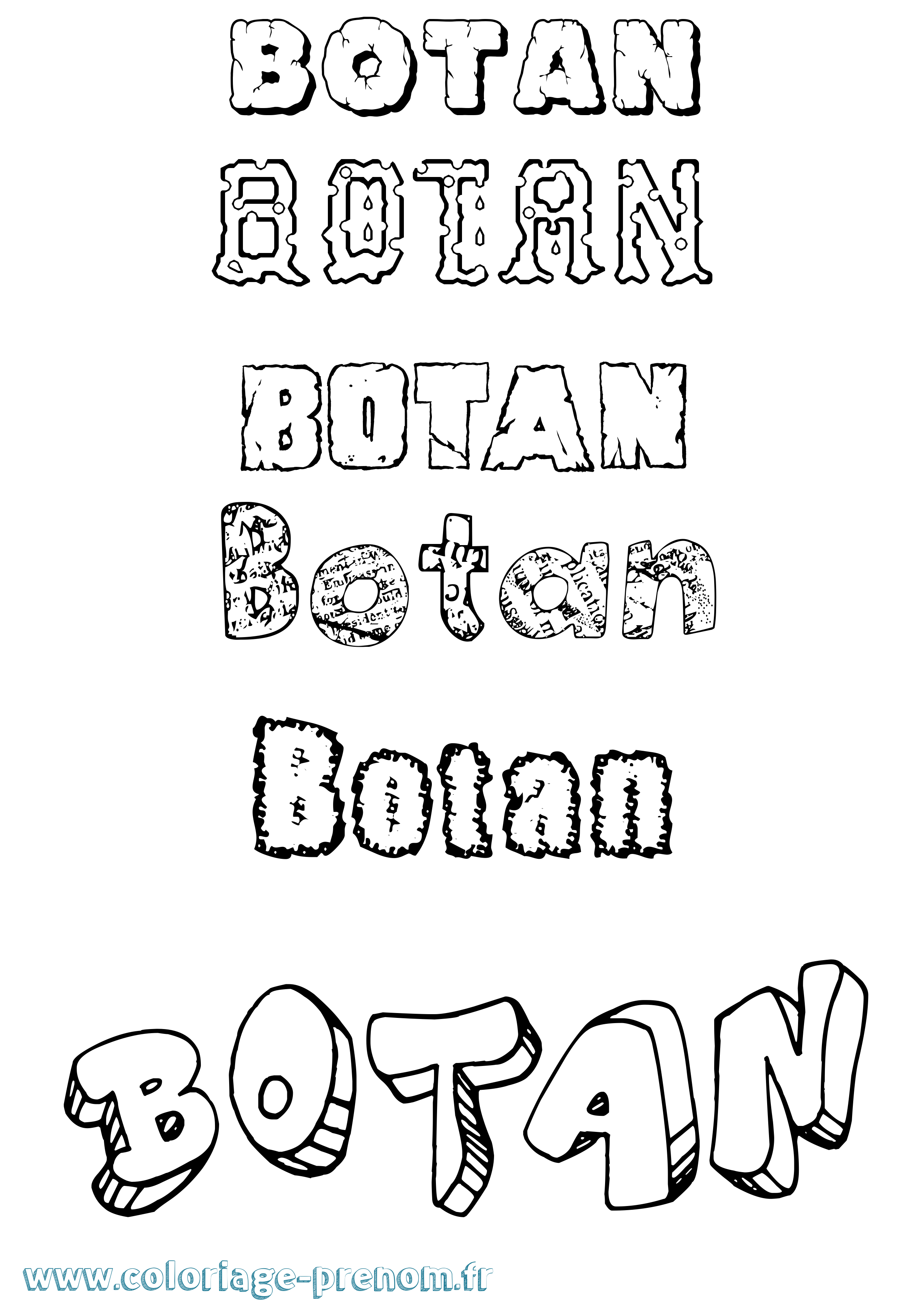 Coloriage Botan Destructuré Coloriage prénom Botan Destructuré