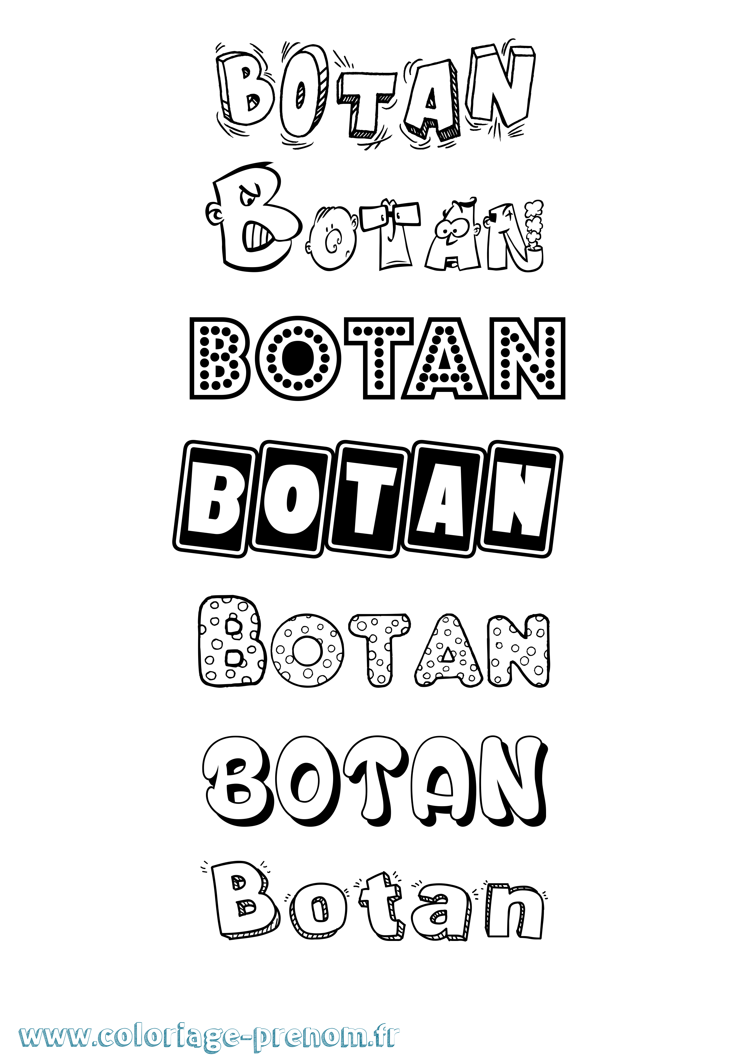 Coloriage Botan Fun Coloriage prénom Botan Fun