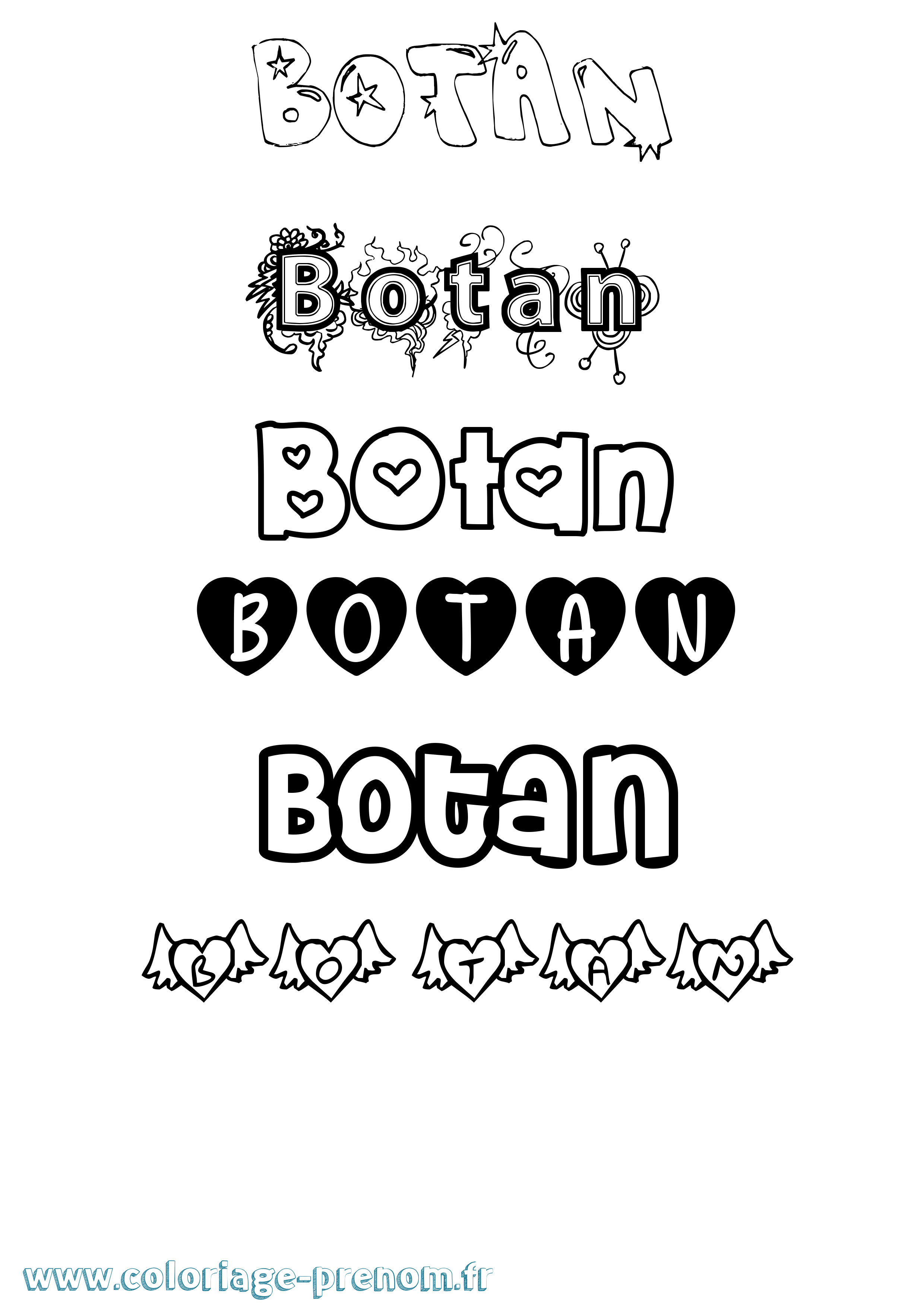 Coloriage Botan Girly Coloriage prénom Botan Girly