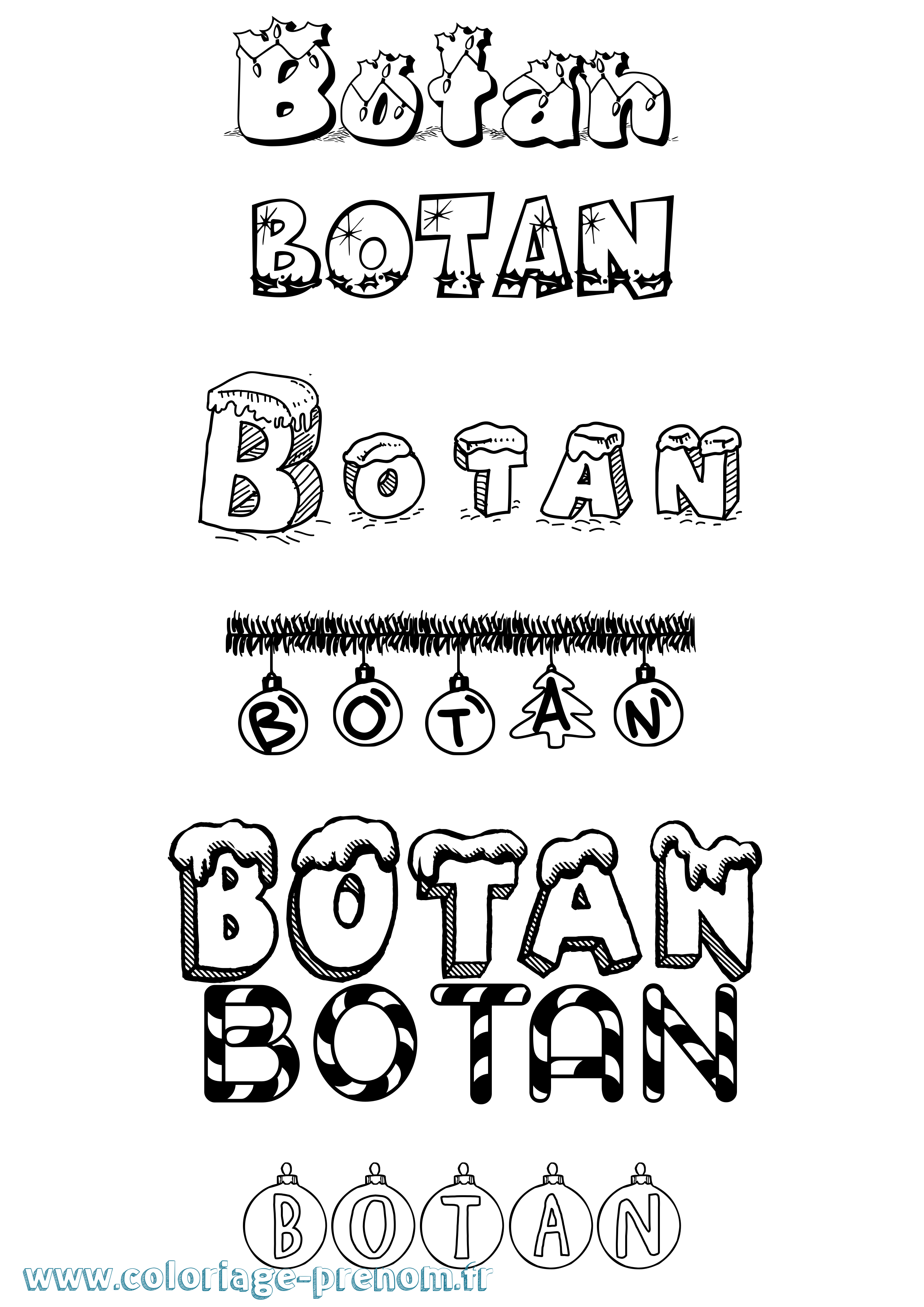 Coloriage Botan Noël Coloriage prénom Botan Noël