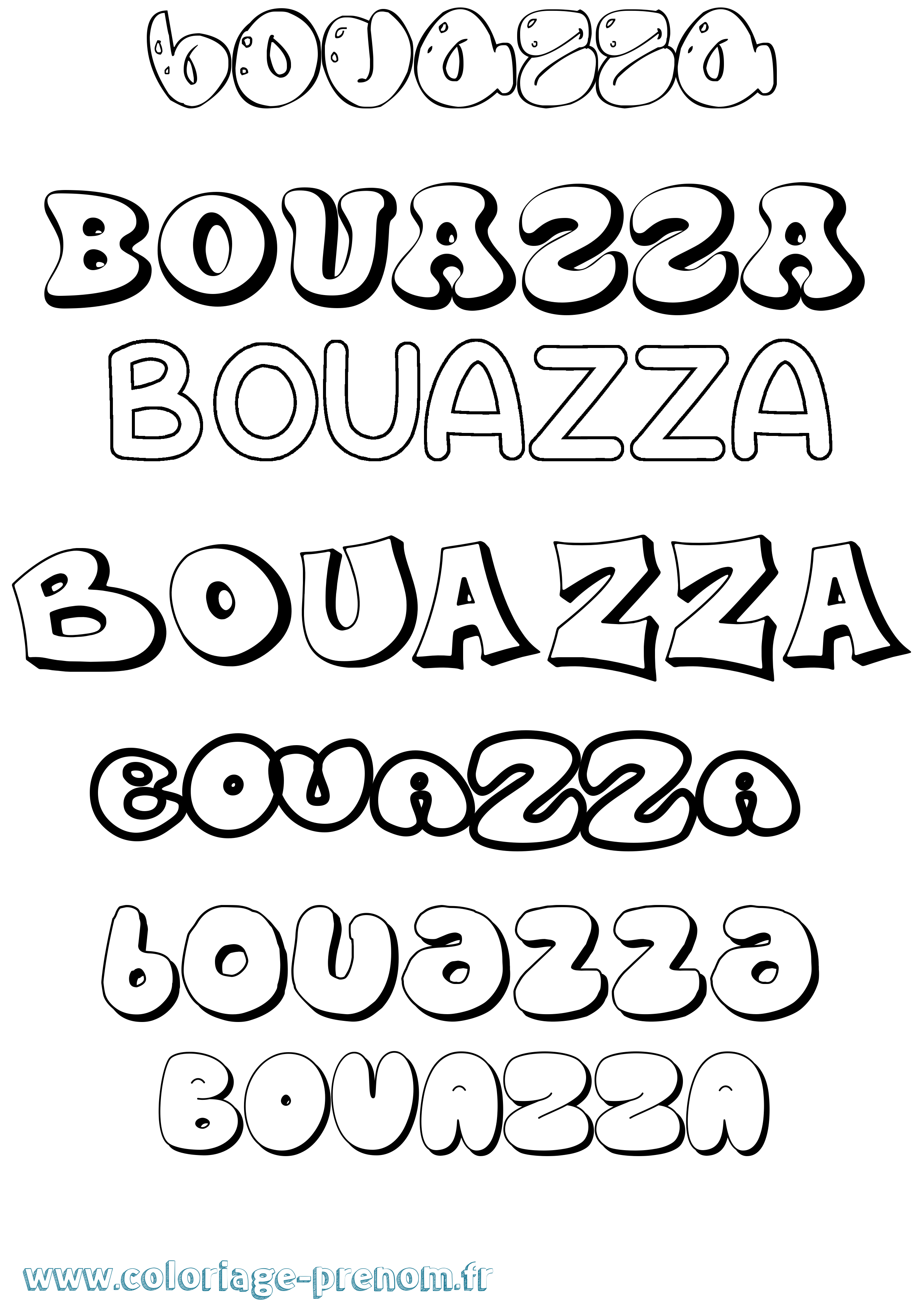 Coloriage Bouazza Bubble Coloriage prénom Bouazza Bubble