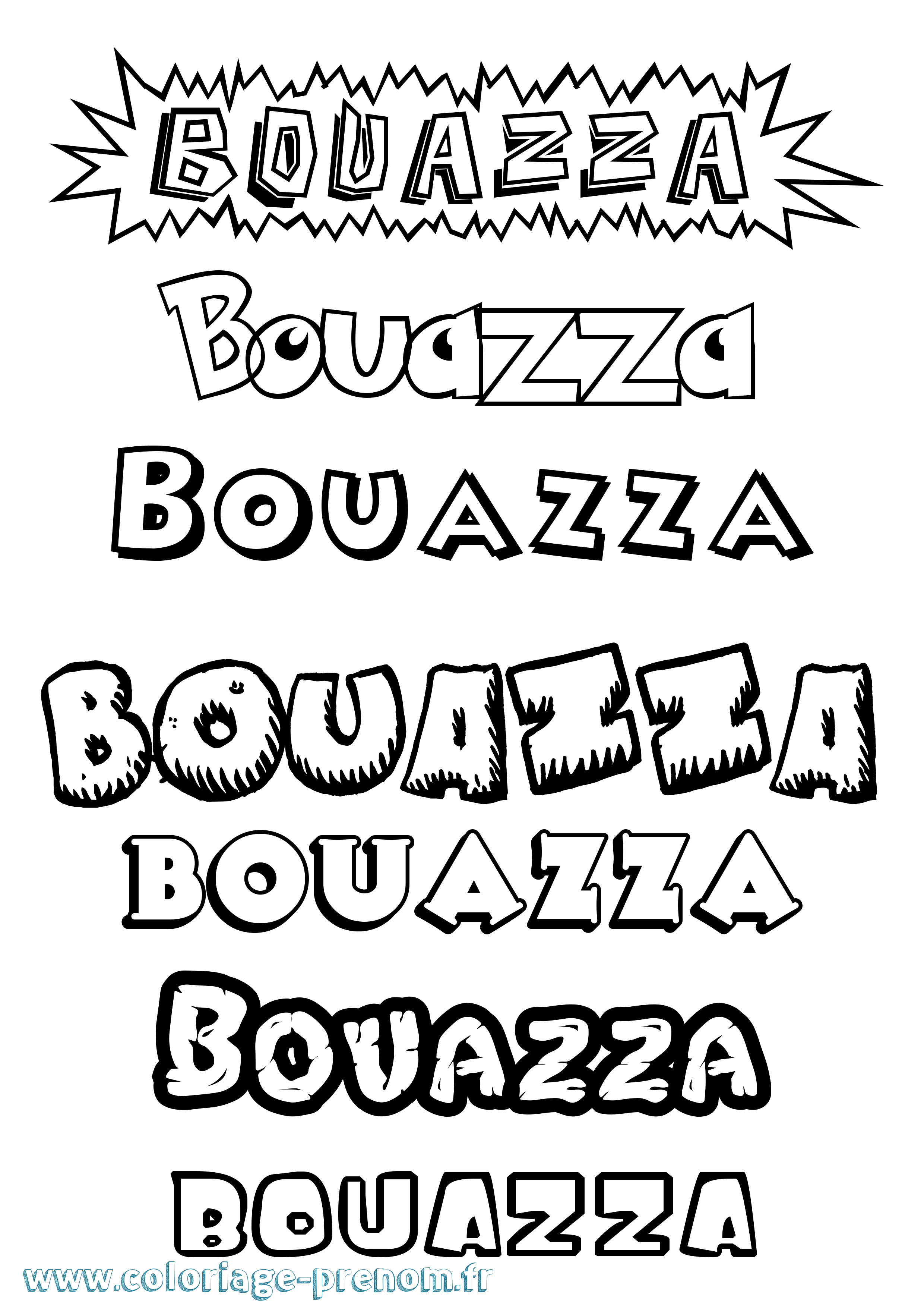 Coloriage Bouazza Dessin Animé Coloriage prénom Bouazza Dessin Animé