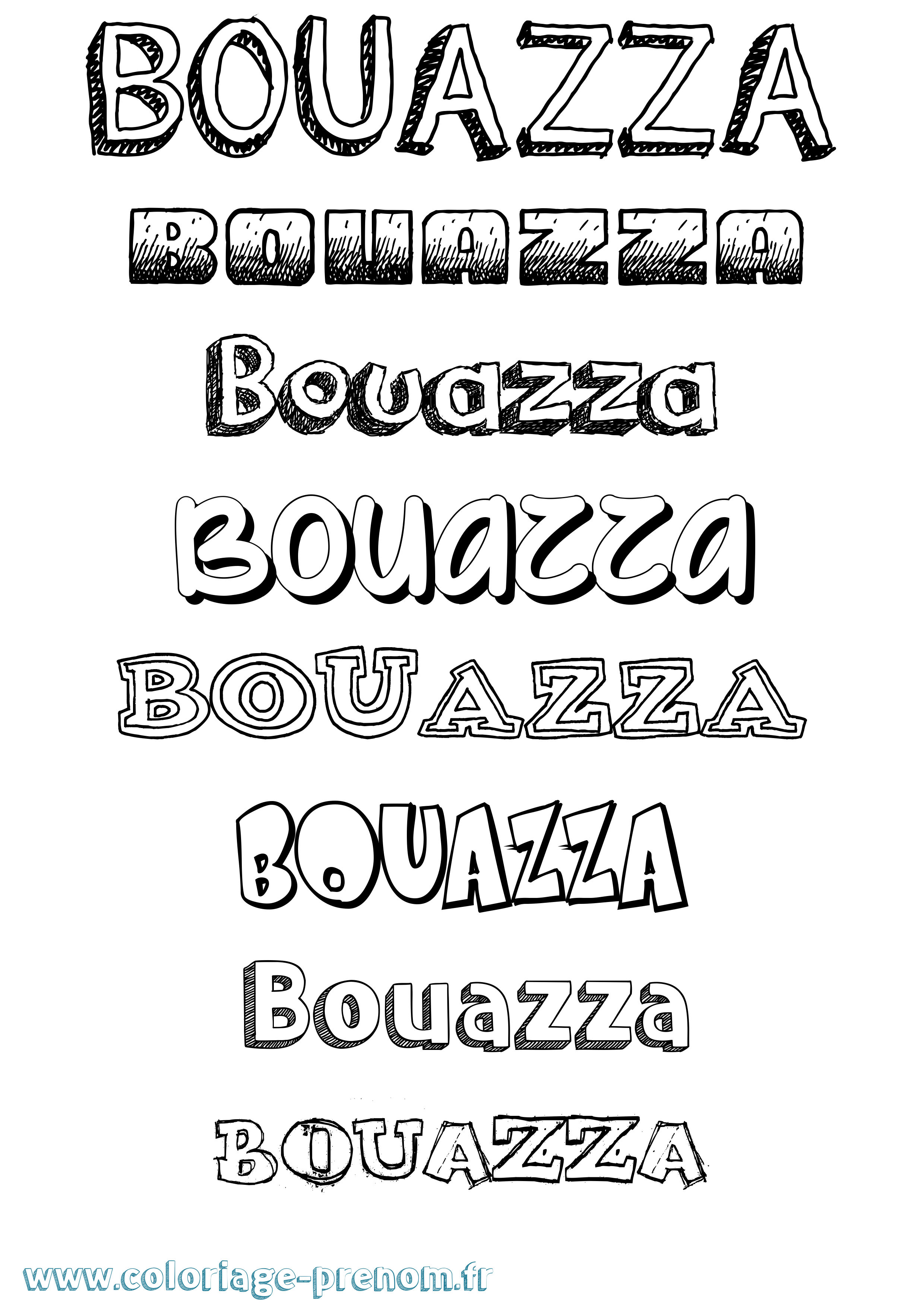 Coloriage Bouazza Dessiné Coloriage prénom Bouazza Dessiné