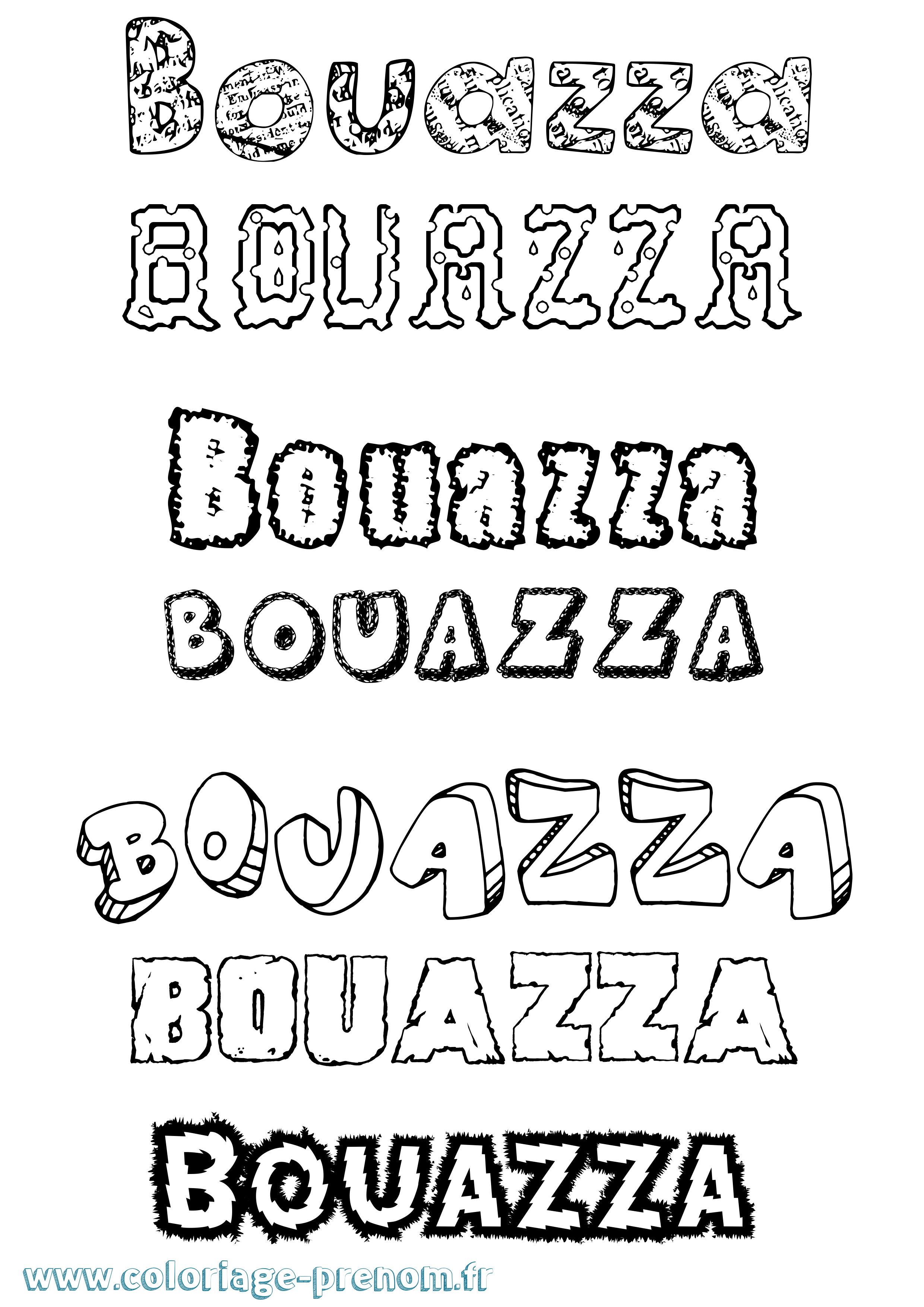 Coloriage Bouazza Destructuré Coloriage prénom Bouazza Destructuré