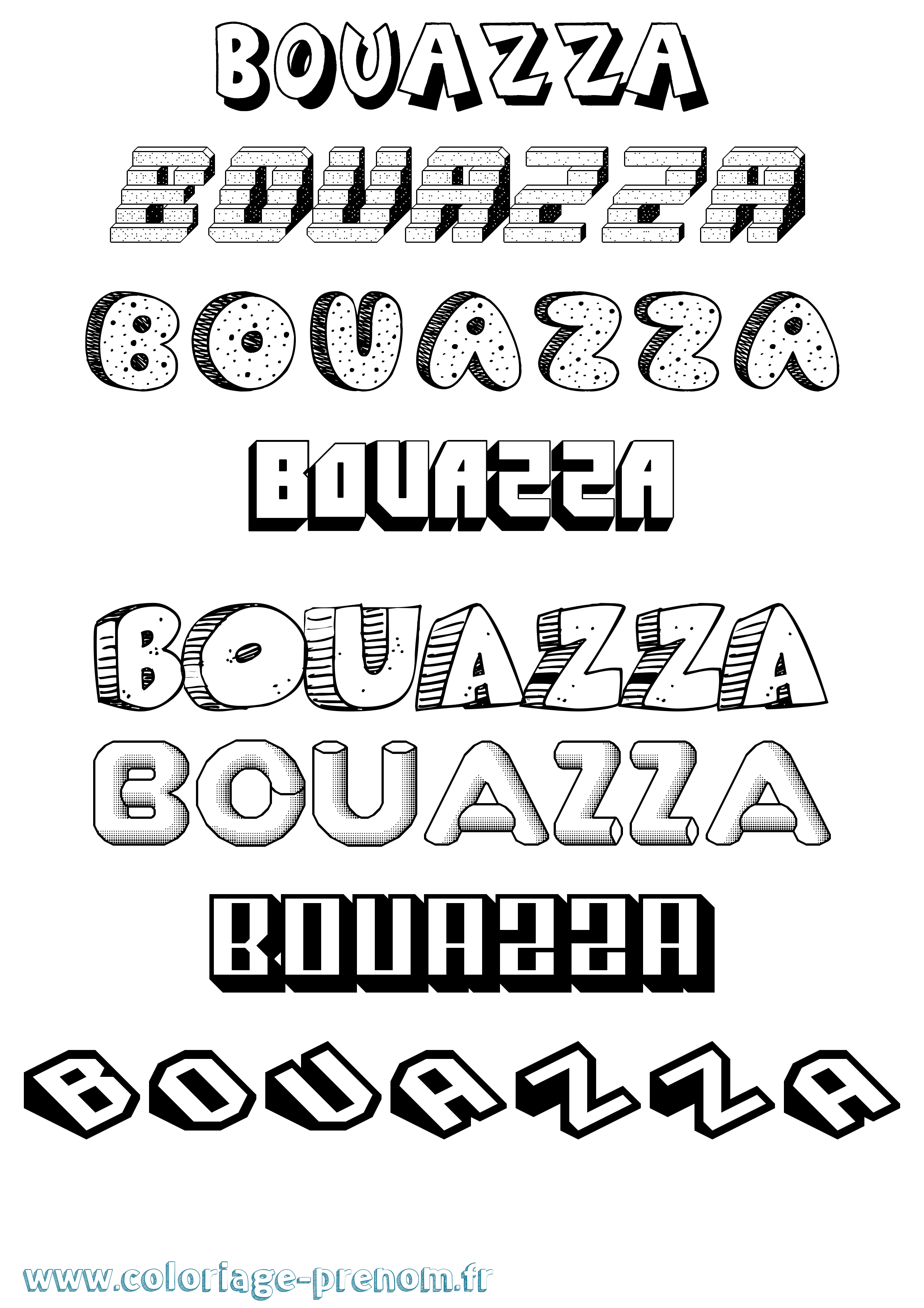 Coloriage Bouazza Effet 3D Coloriage prénom Bouazza Effet 3D