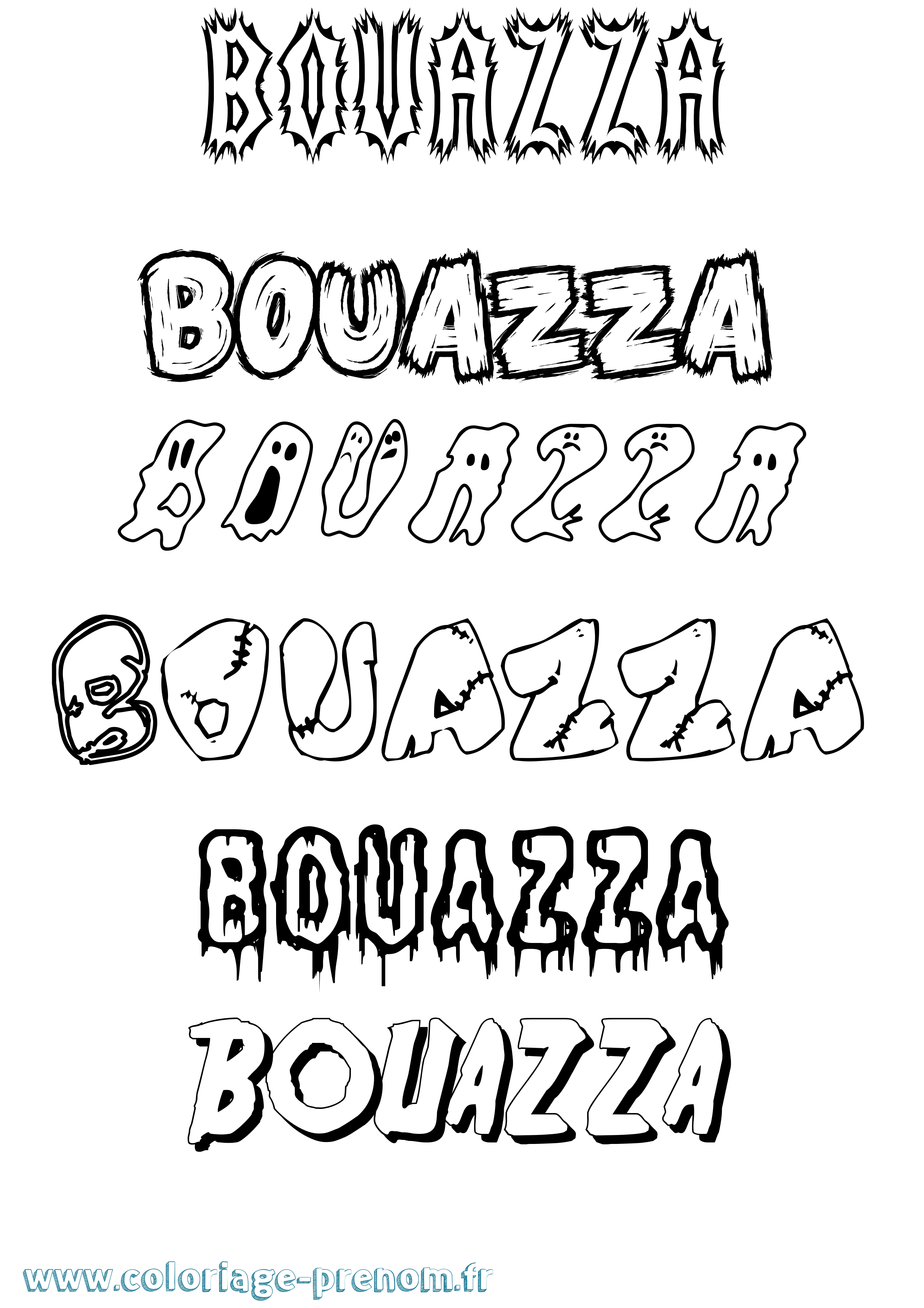 Coloriage Bouazza Frisson Coloriage prénom Bouazza Frisson