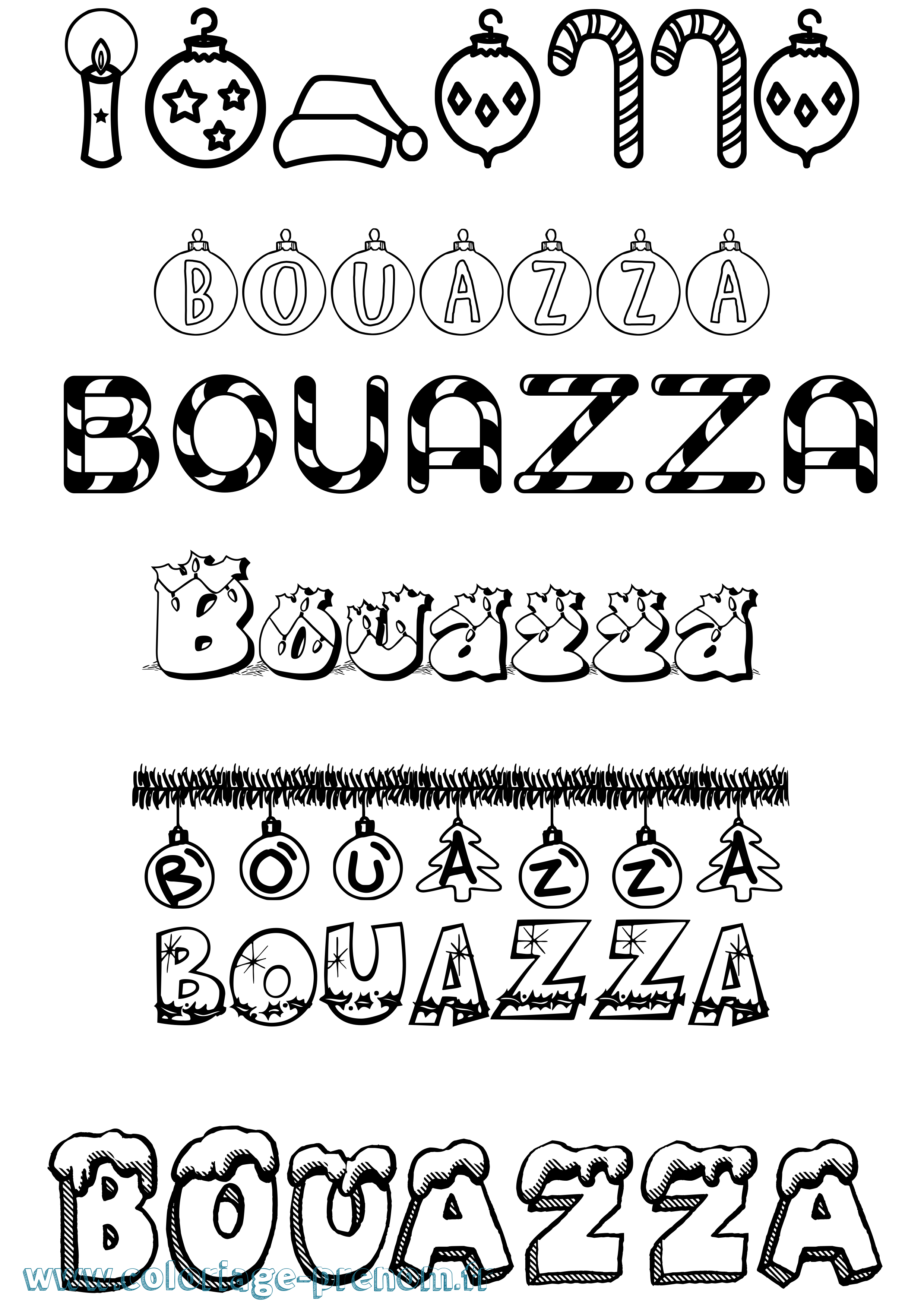 Coloriage Bouazza Noël Coloriage prénom Bouazza Noël