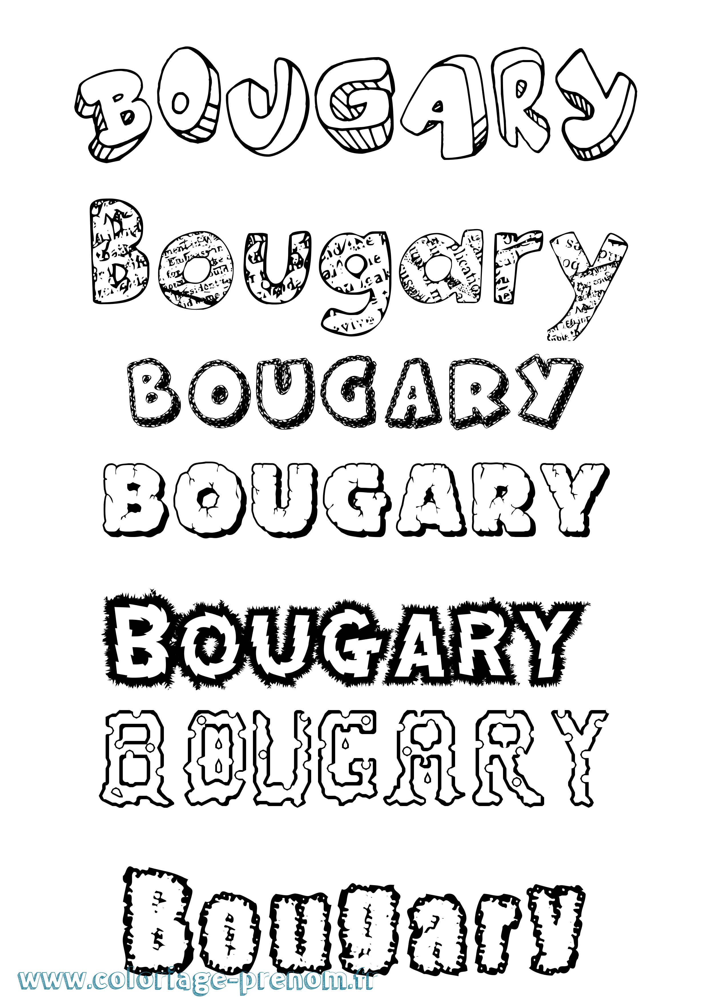 Coloriage Bougary Destructuré Coloriage prénom Bougary Destructuré