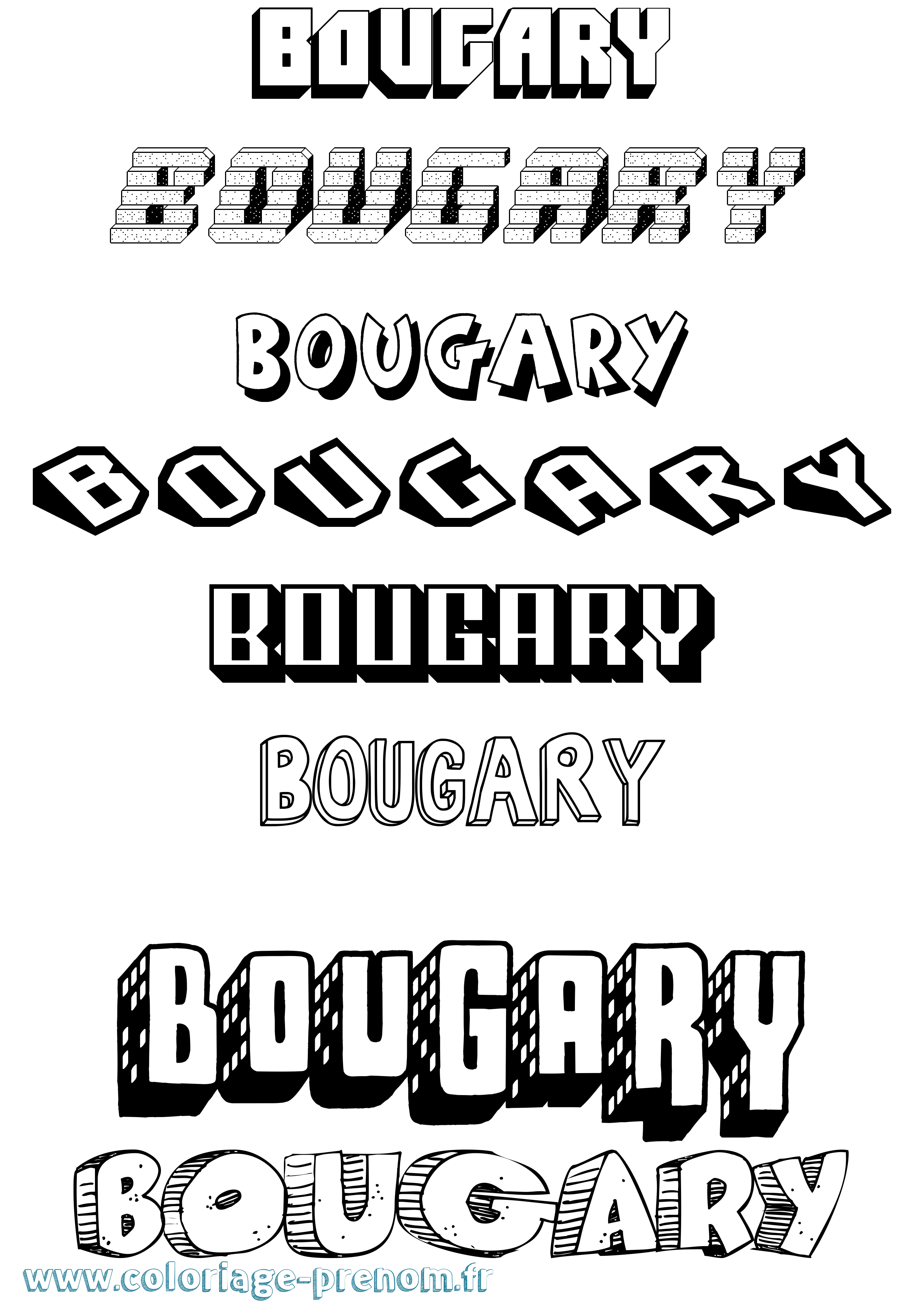 Coloriage Bougary Effet 3D Coloriage prénom Bougary Effet 3D