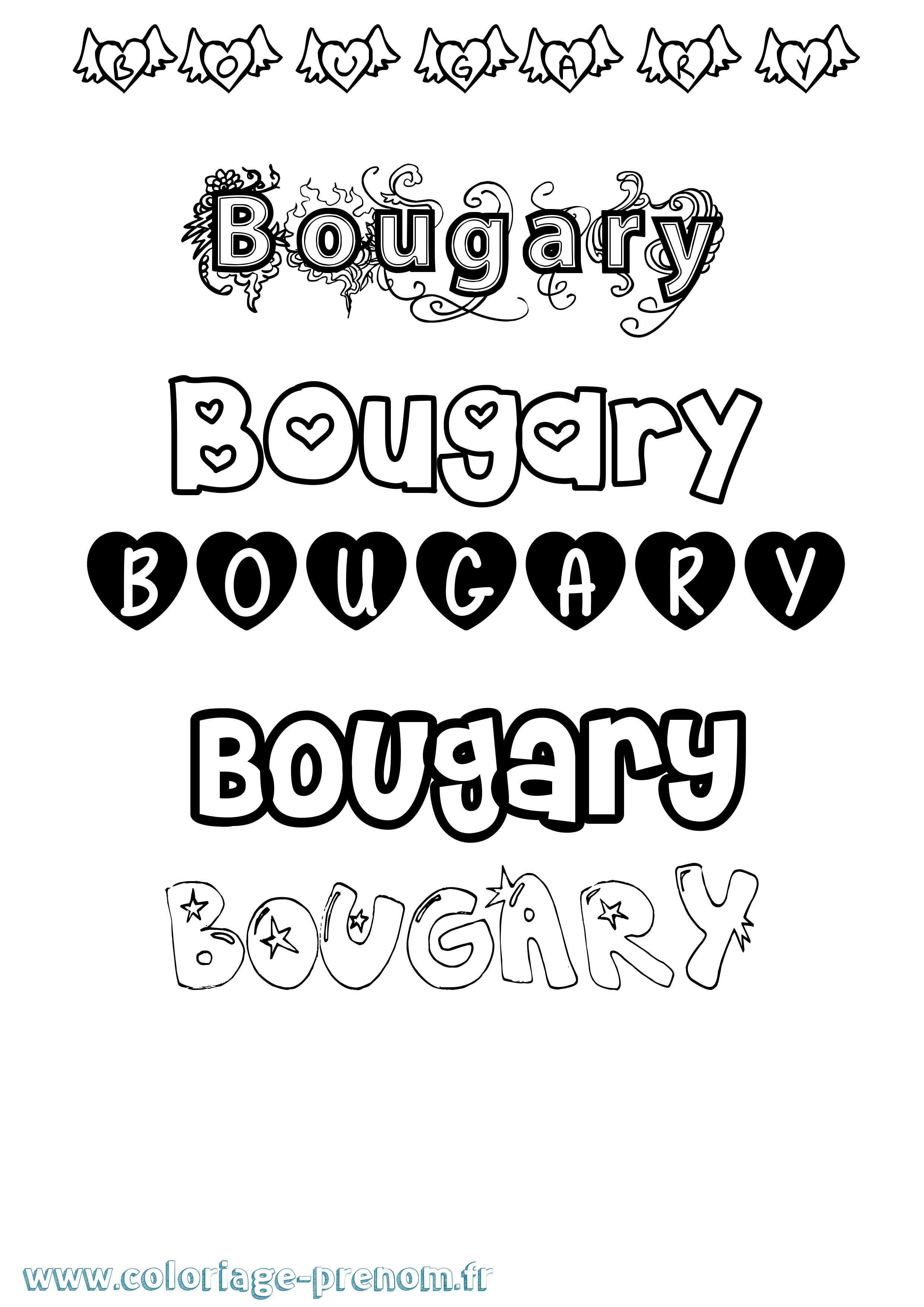 Coloriage Bougary Girly Coloriage prénom Bougary Girly