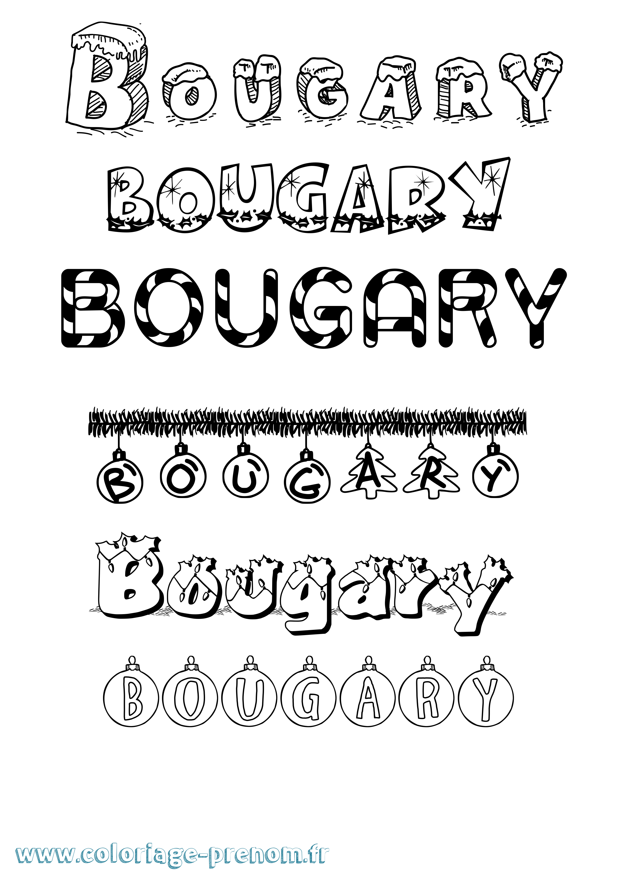 Coloriage Bougary Noël Coloriage prénom Bougary Noël