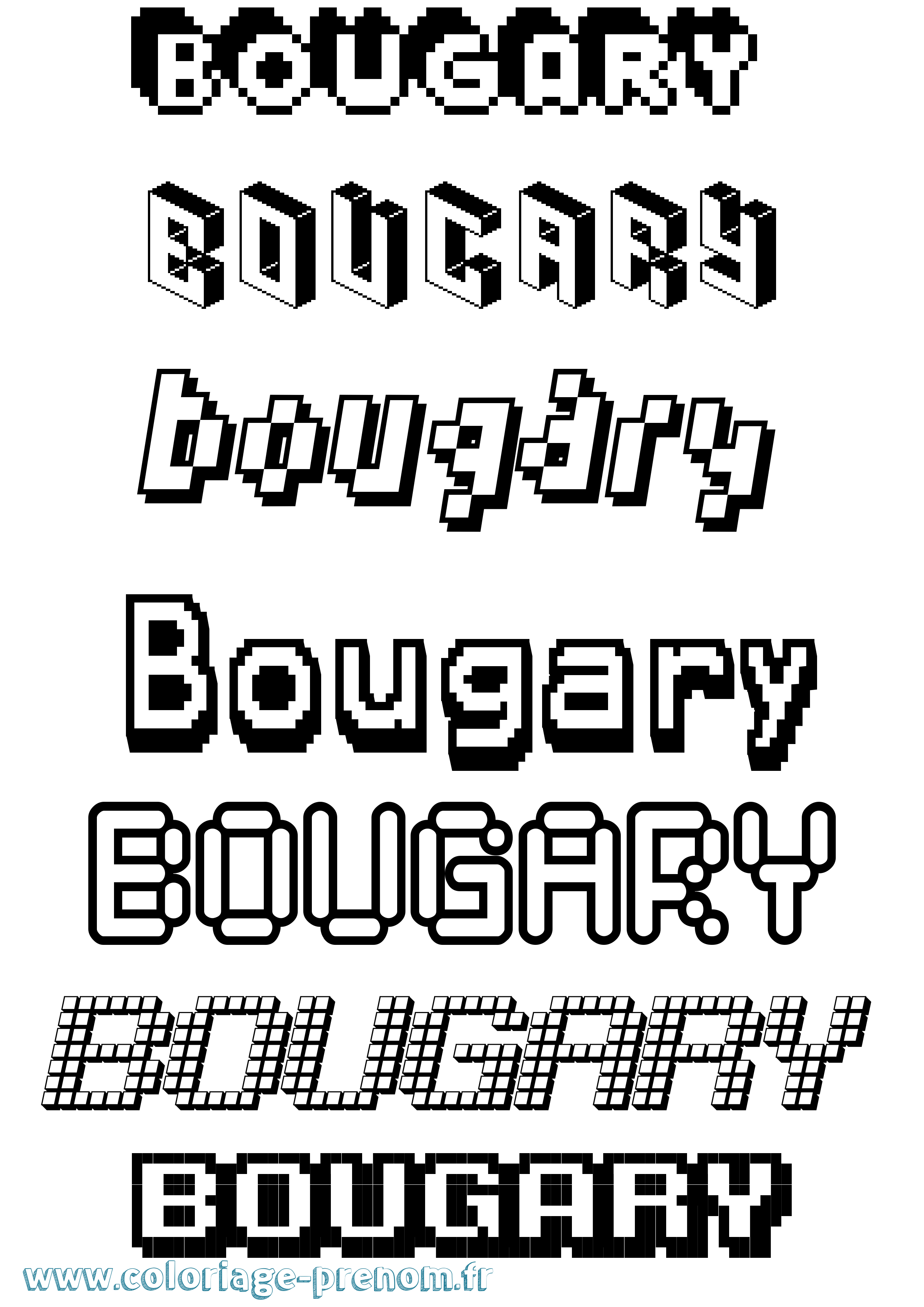 Coloriage Bougary Pixel Coloriage prénom Bougary Pixel