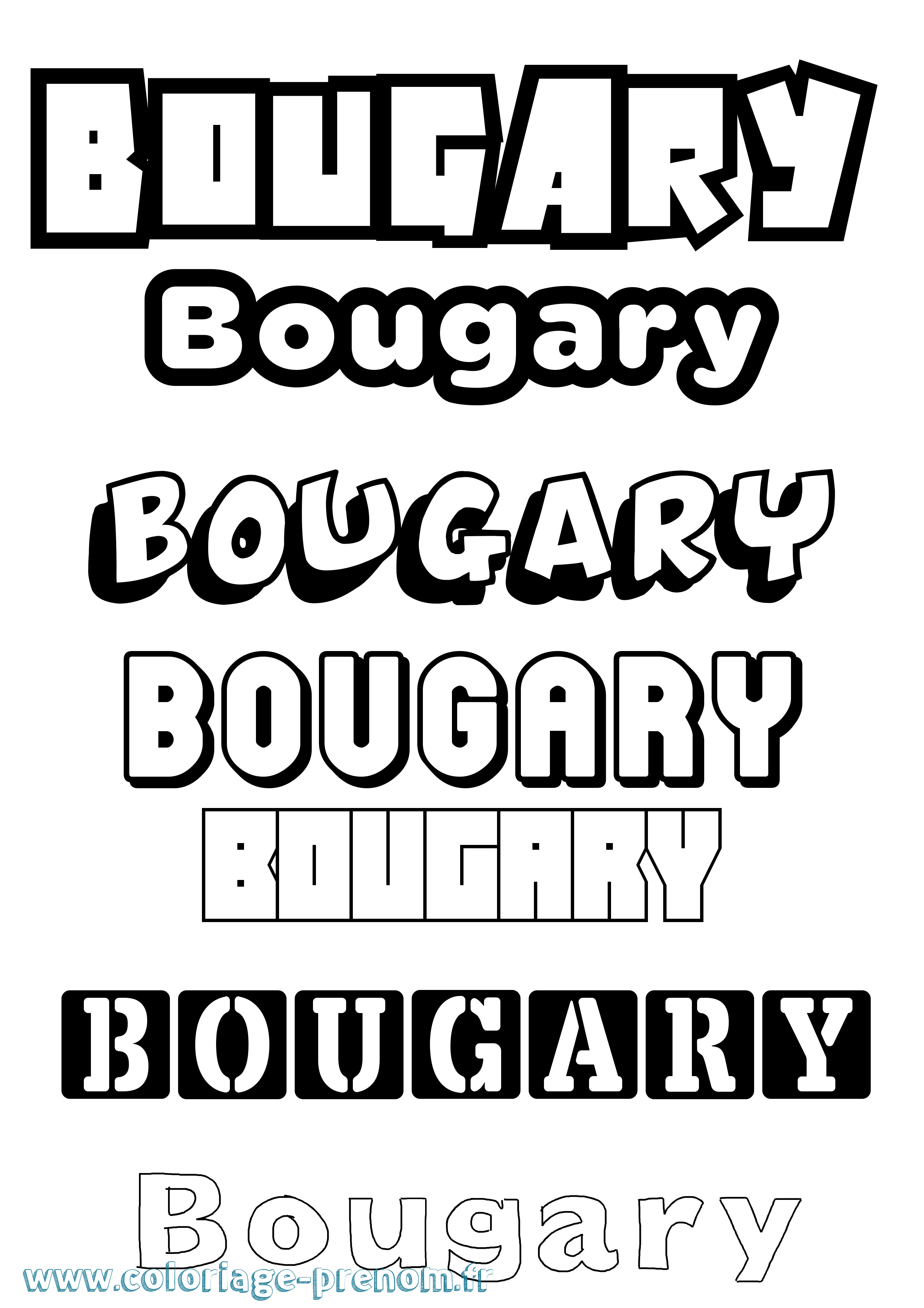 Coloriage Bougary Simple Coloriage prénom Bougary Simple