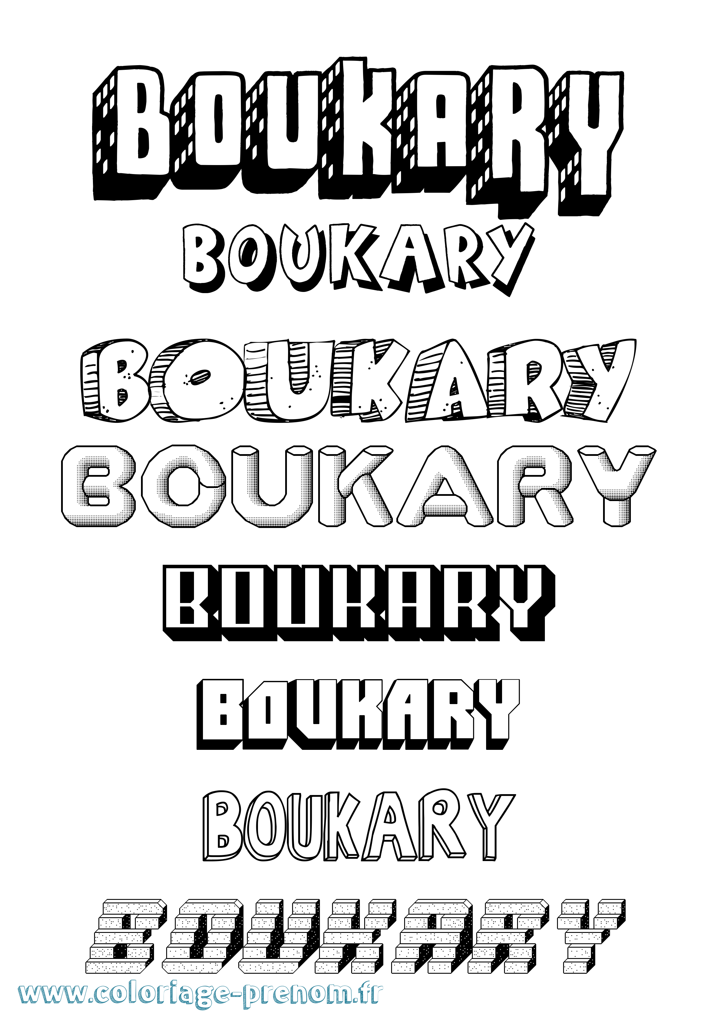 Coloriage Boukary Effet 3D Coloriage prénom Boukary Effet 3D
