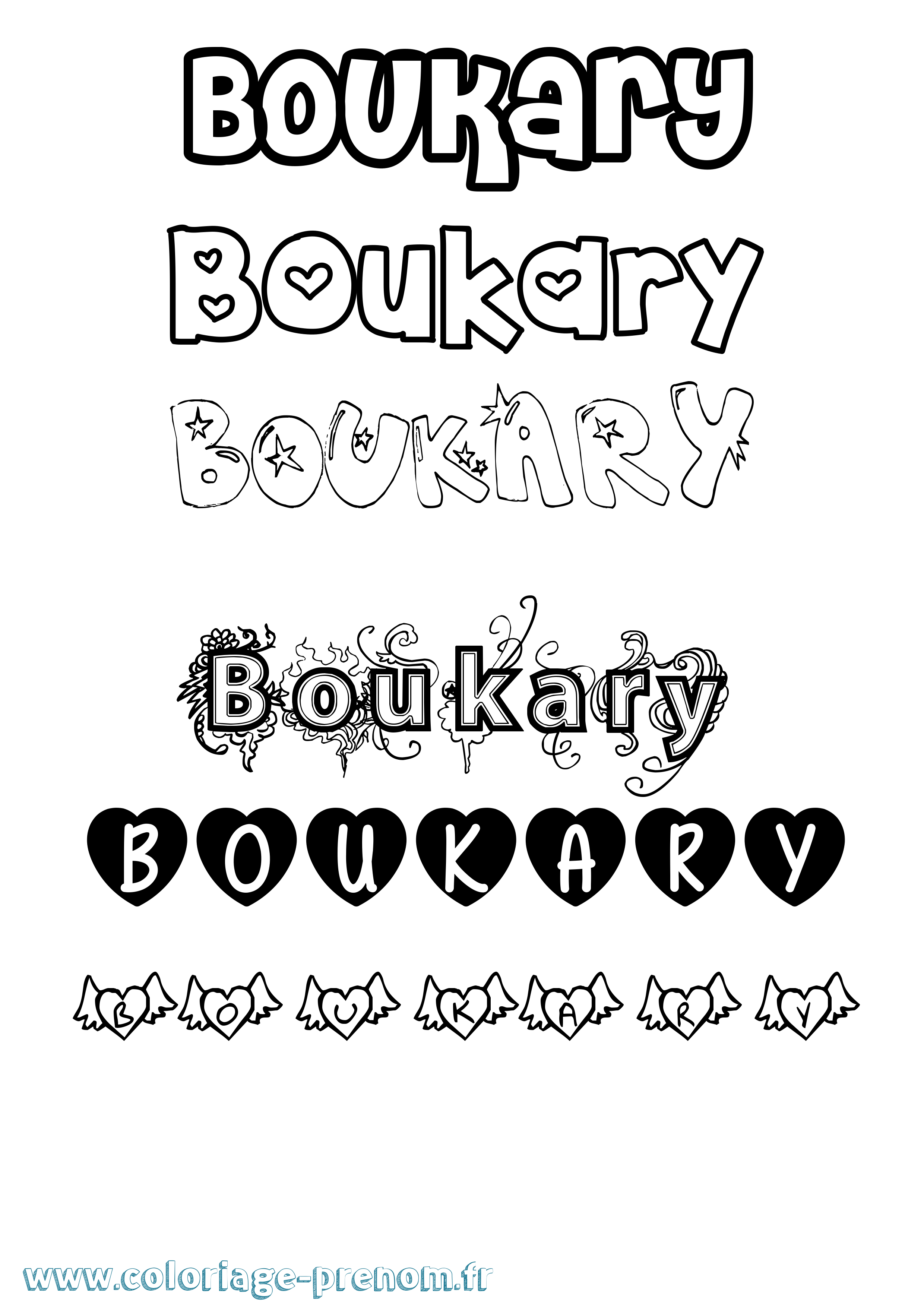 Coloriage Boukary Girly Coloriage prénom Boukary Girly