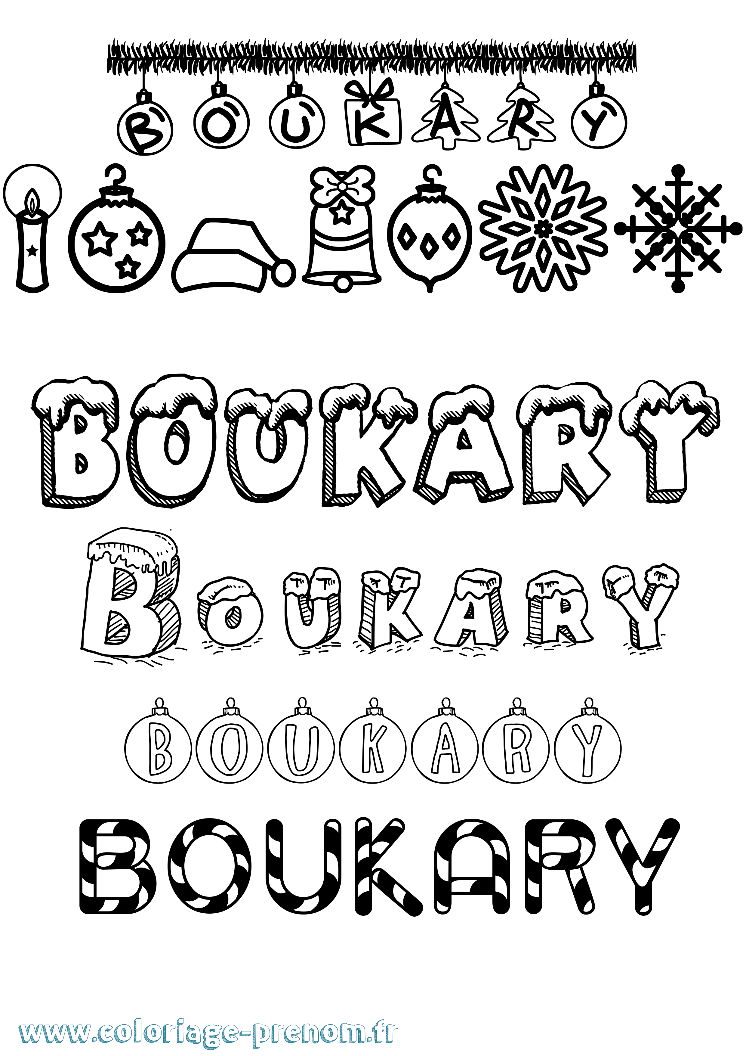 Coloriage Boukary Noël Coloriage prénom Boukary Noël