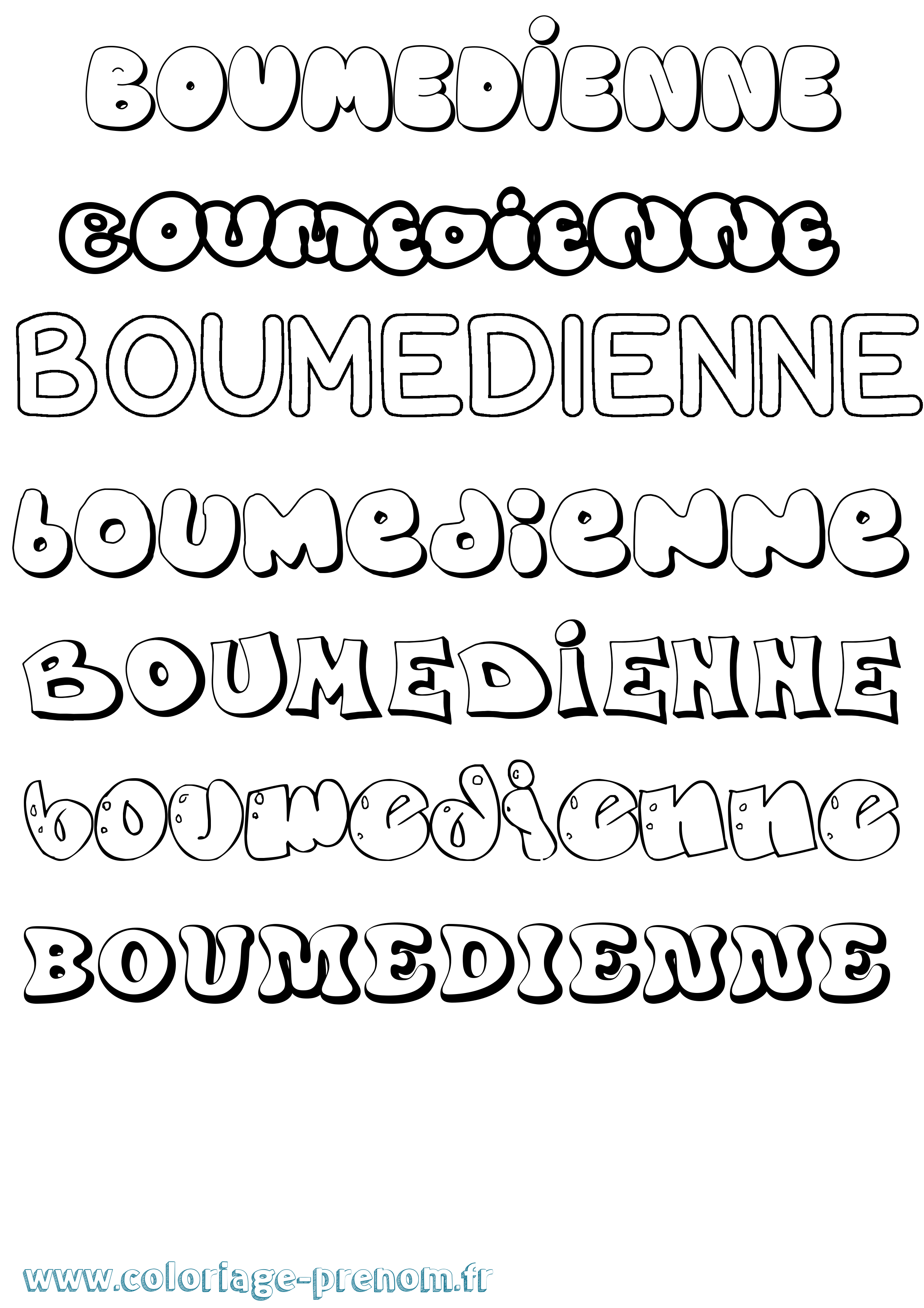 Coloriage Boumedienne Bubble Coloriage prénom Boumedienne Bubble