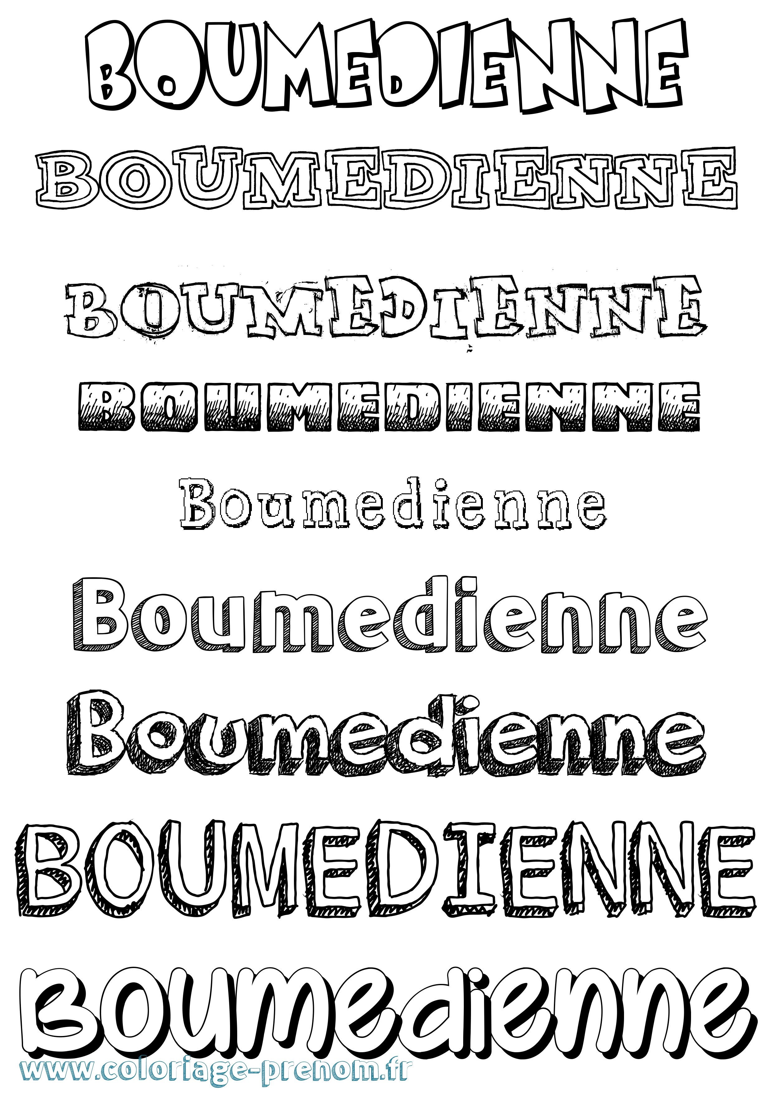 Coloriage Boumedienne Dessiné Coloriage prénom Boumedienne Dessiné