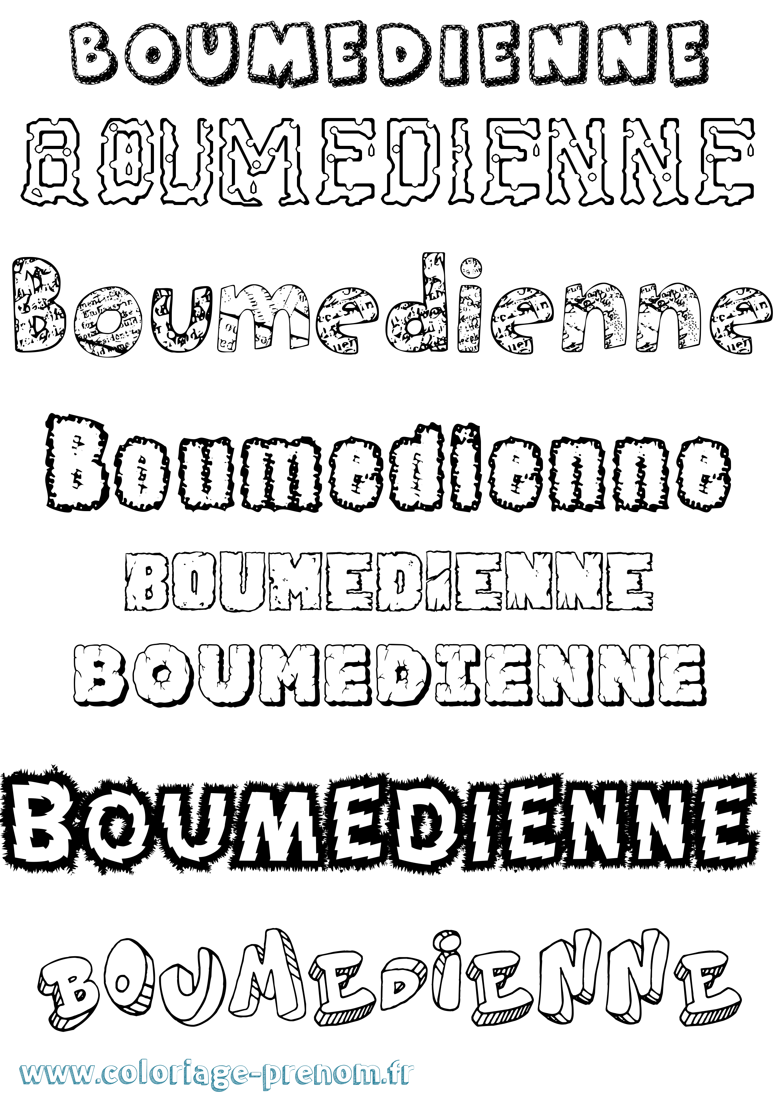 Coloriage Boumedienne Destructuré Coloriage prénom Boumedienne Destructuré