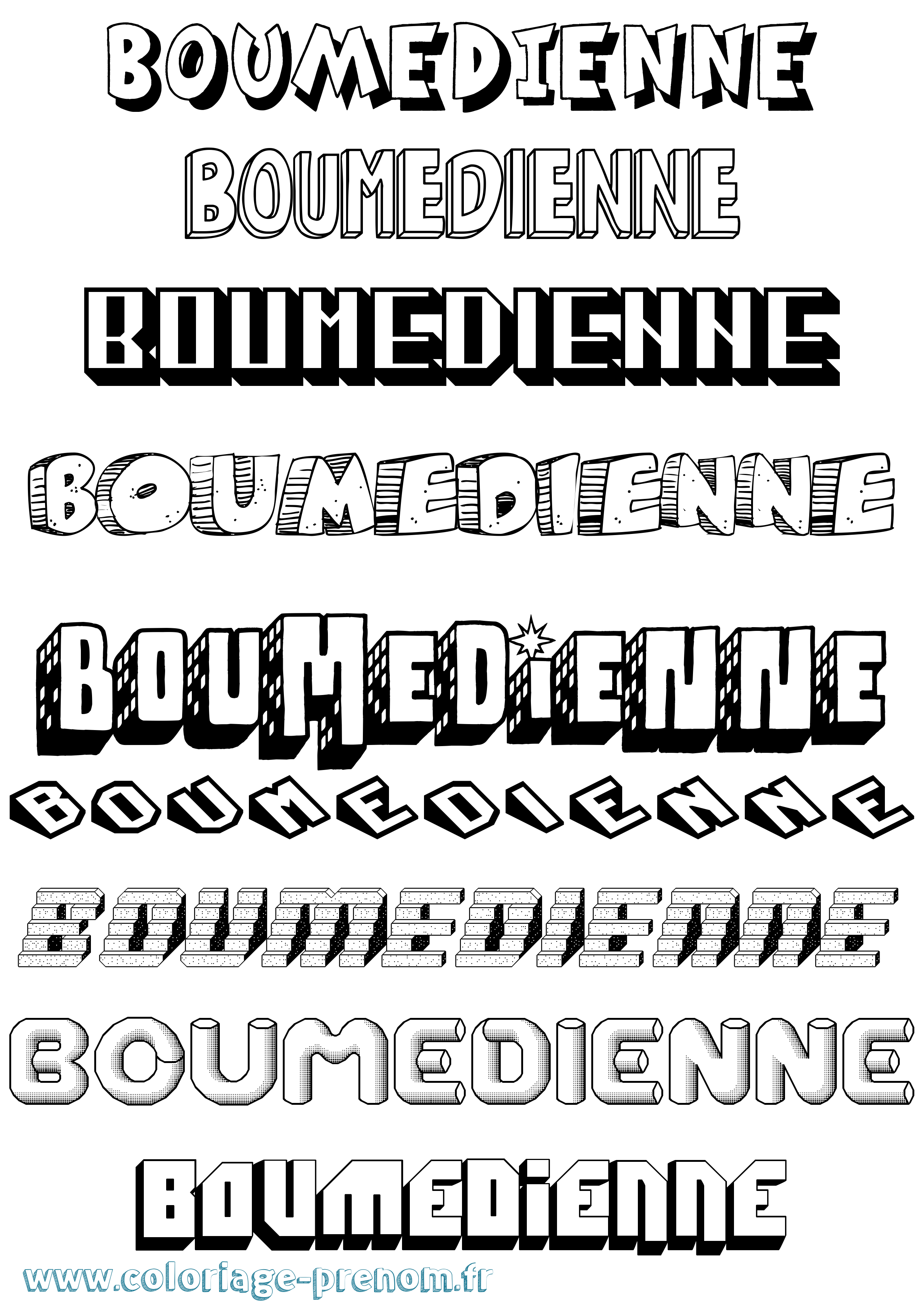 Coloriage Boumedienne Effet 3D Coloriage prénom Boumedienne Effet 3D