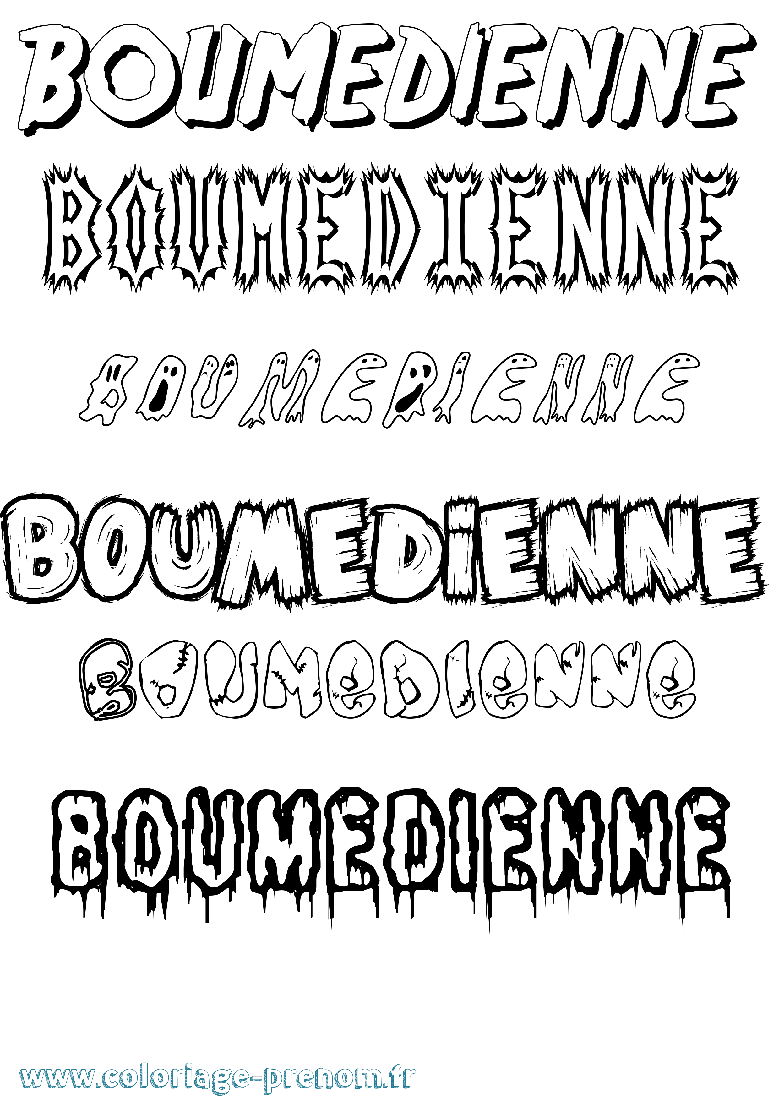 Coloriage Boumedienne Frisson Coloriage prénom Boumedienne Frisson