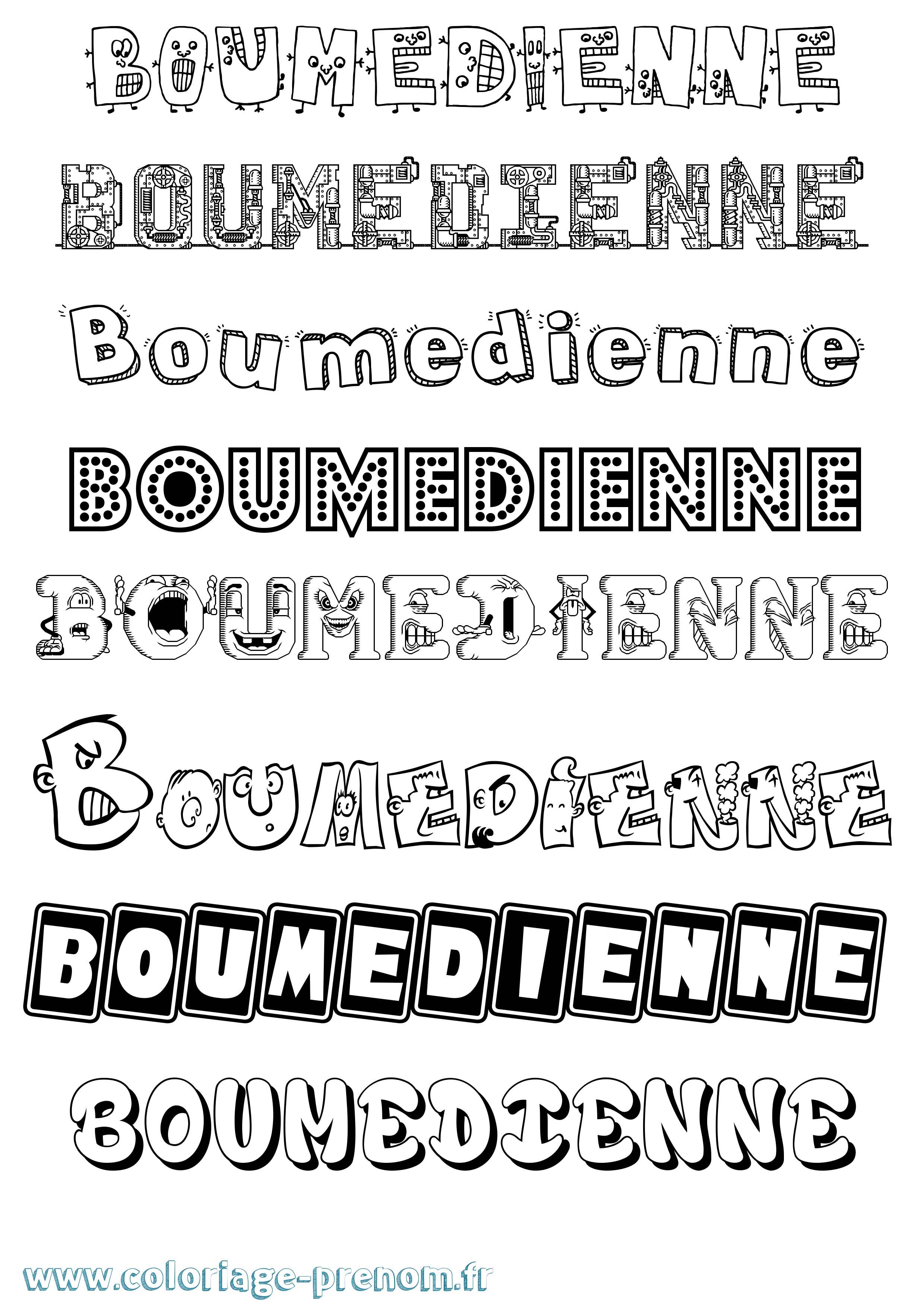 Coloriage Boumedienne Fun Coloriage prénom Boumedienne Fun