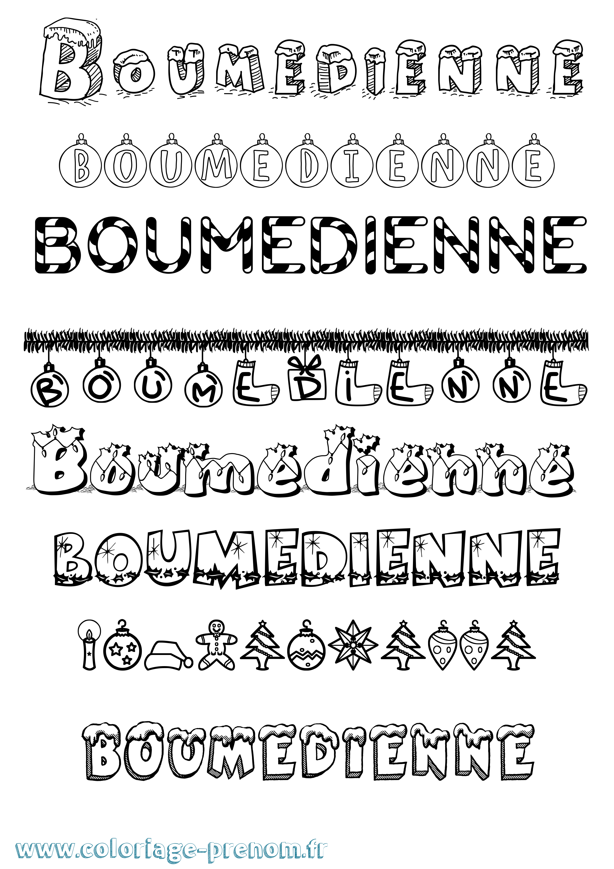 Coloriage Boumedienne Noël Coloriage prénom Boumedienne Noël