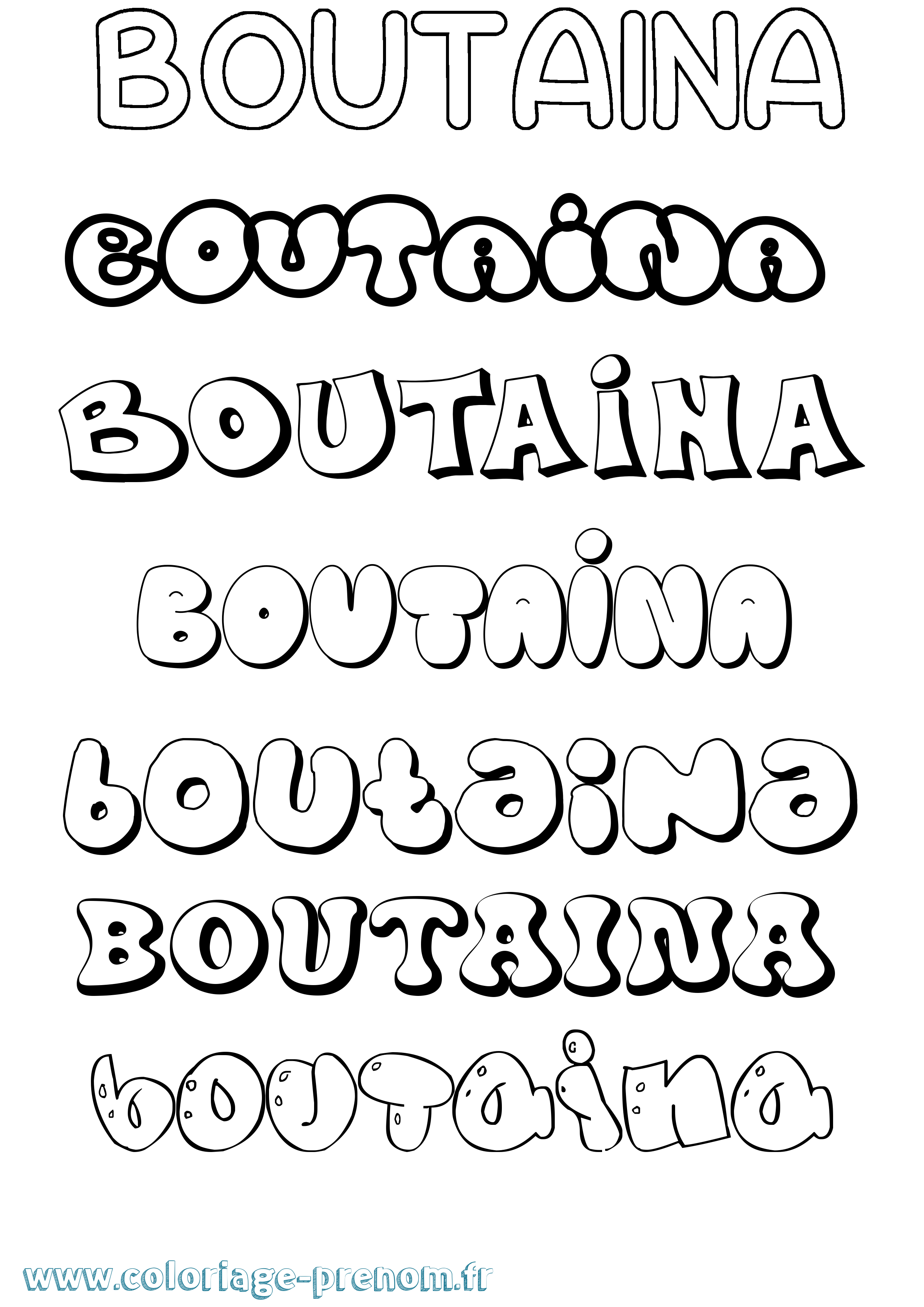 Coloriage Boutaina Bubble Coloriage prénom Boutaina Bubble