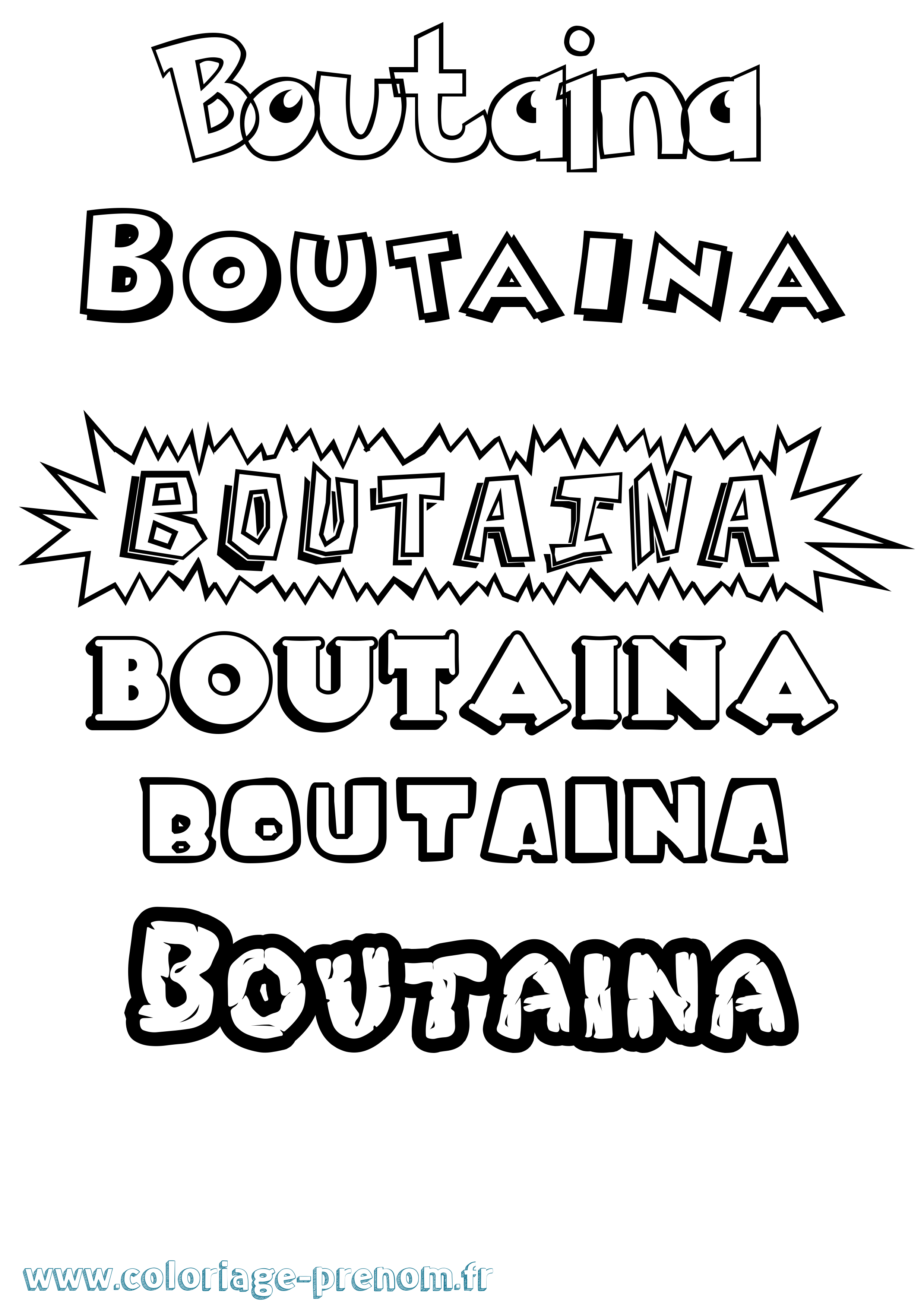 Coloriage Boutaina Dessin Animé Coloriage prénom Boutaina Dessin Animé