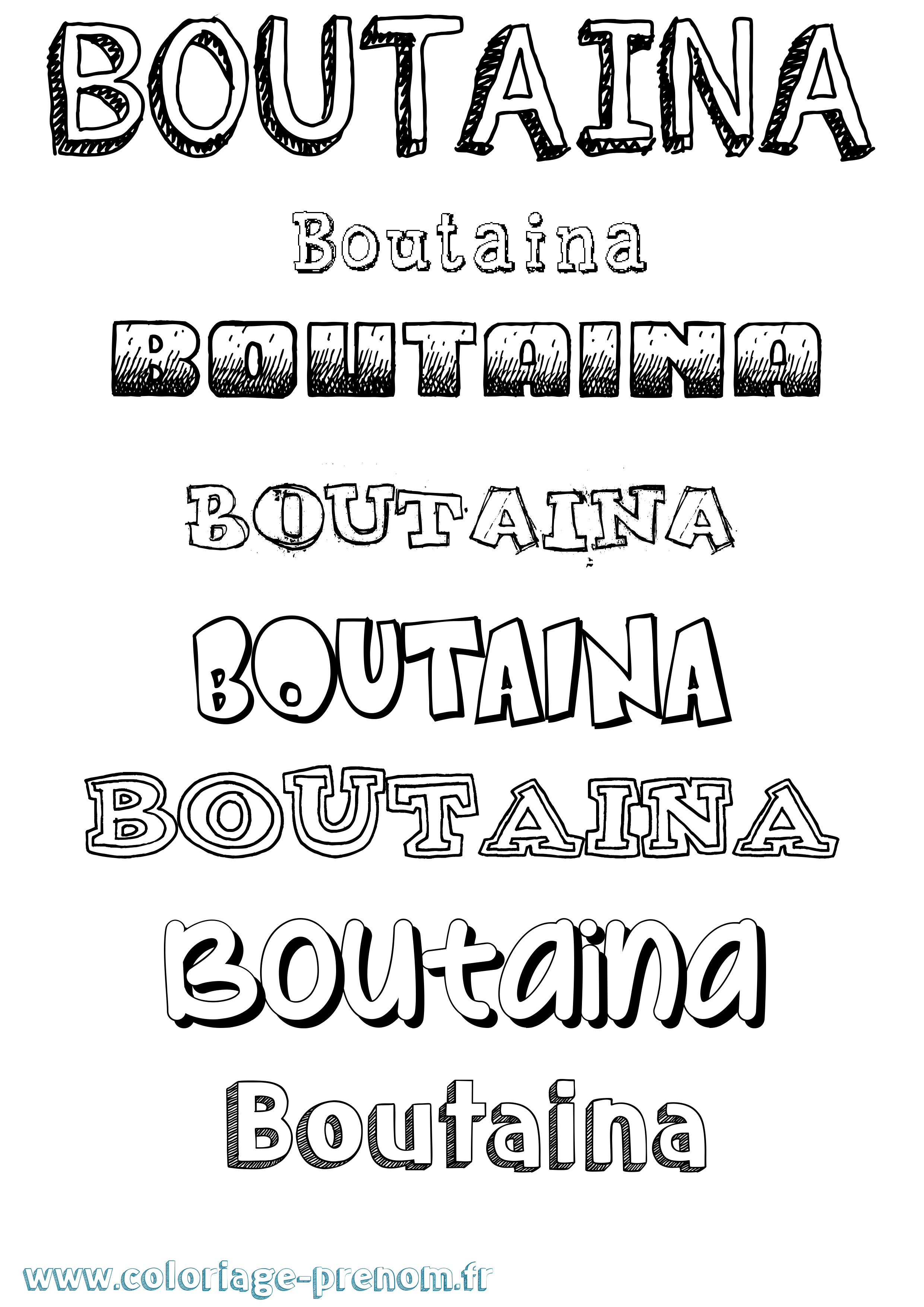 Coloriage Boutaina Dessiné Coloriage prénom Boutaina Dessiné
