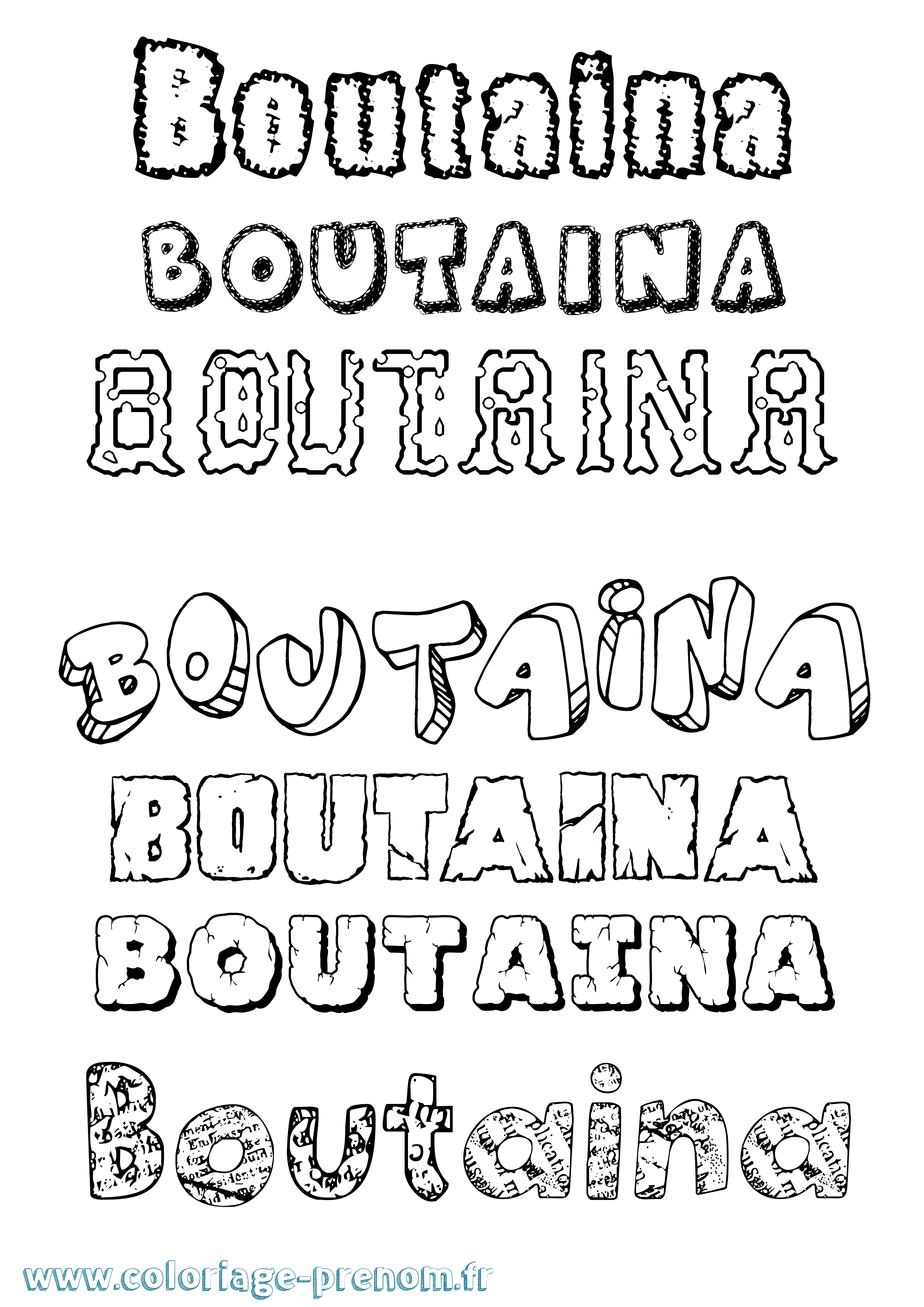 Coloriage Boutaina Destructuré Coloriage prénom Boutaina Destructuré