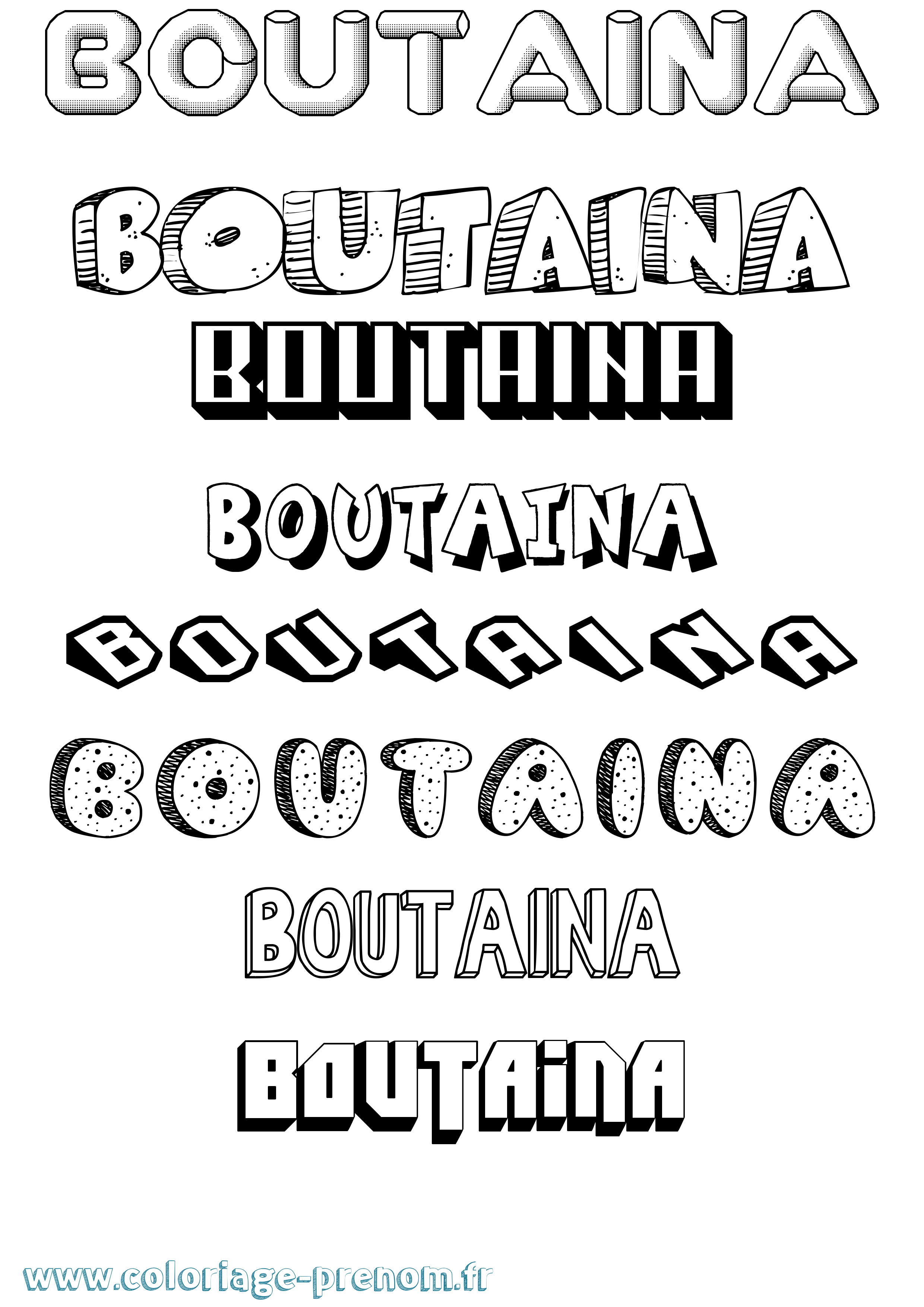 Coloriage Boutaina Effet 3D Coloriage prénom Boutaina Effet 3D