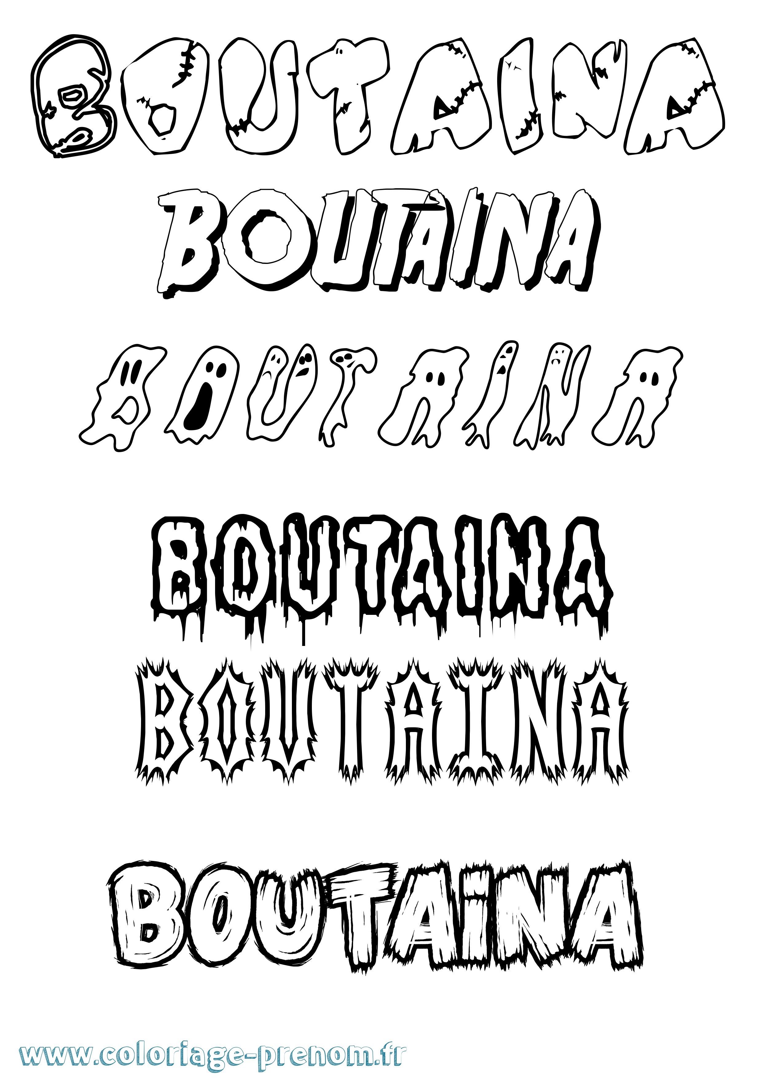 Coloriage Boutaina Frisson Coloriage prénom Boutaina Frisson