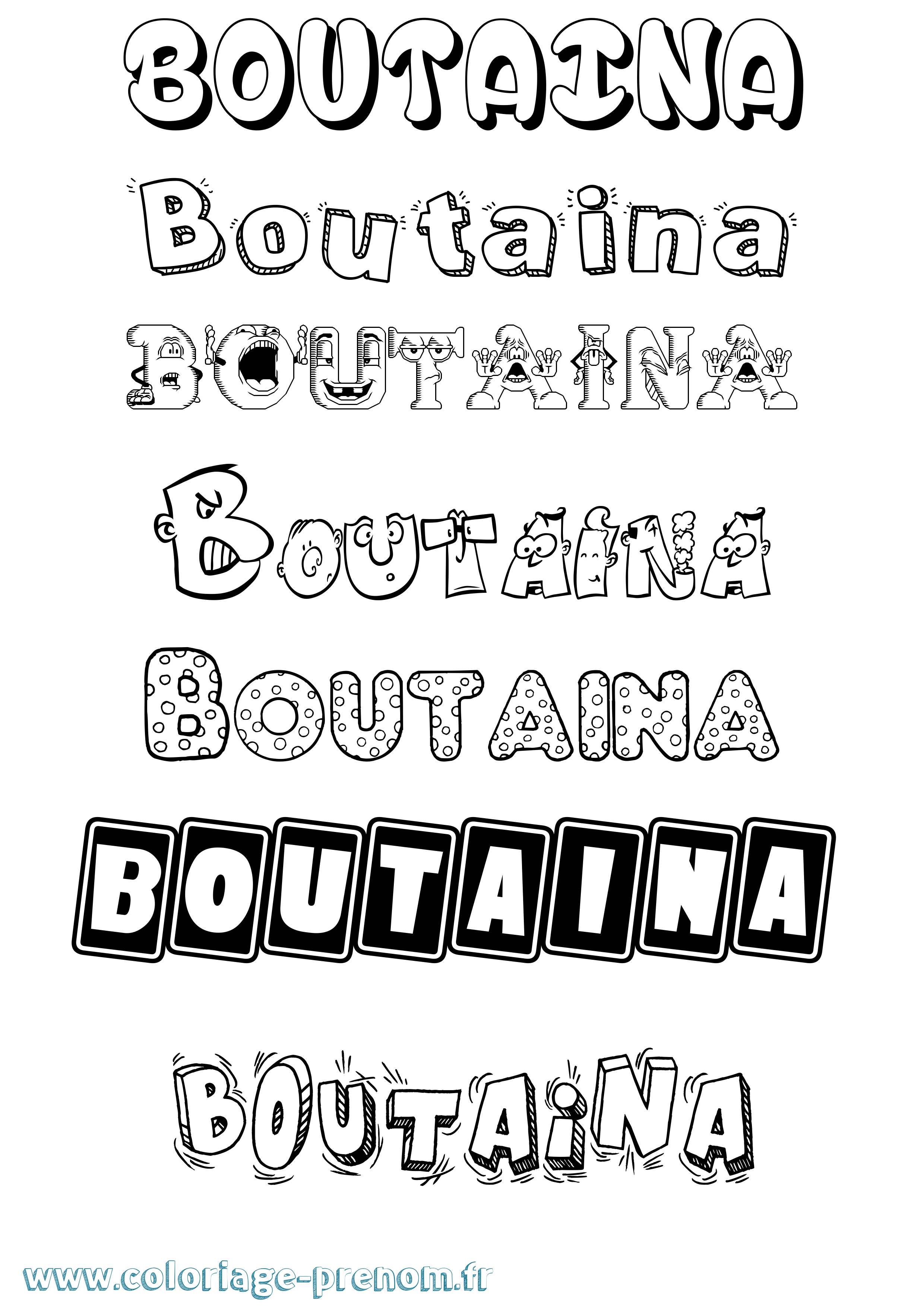 Coloriage Boutaina Fun Coloriage prénom Boutaina Fun