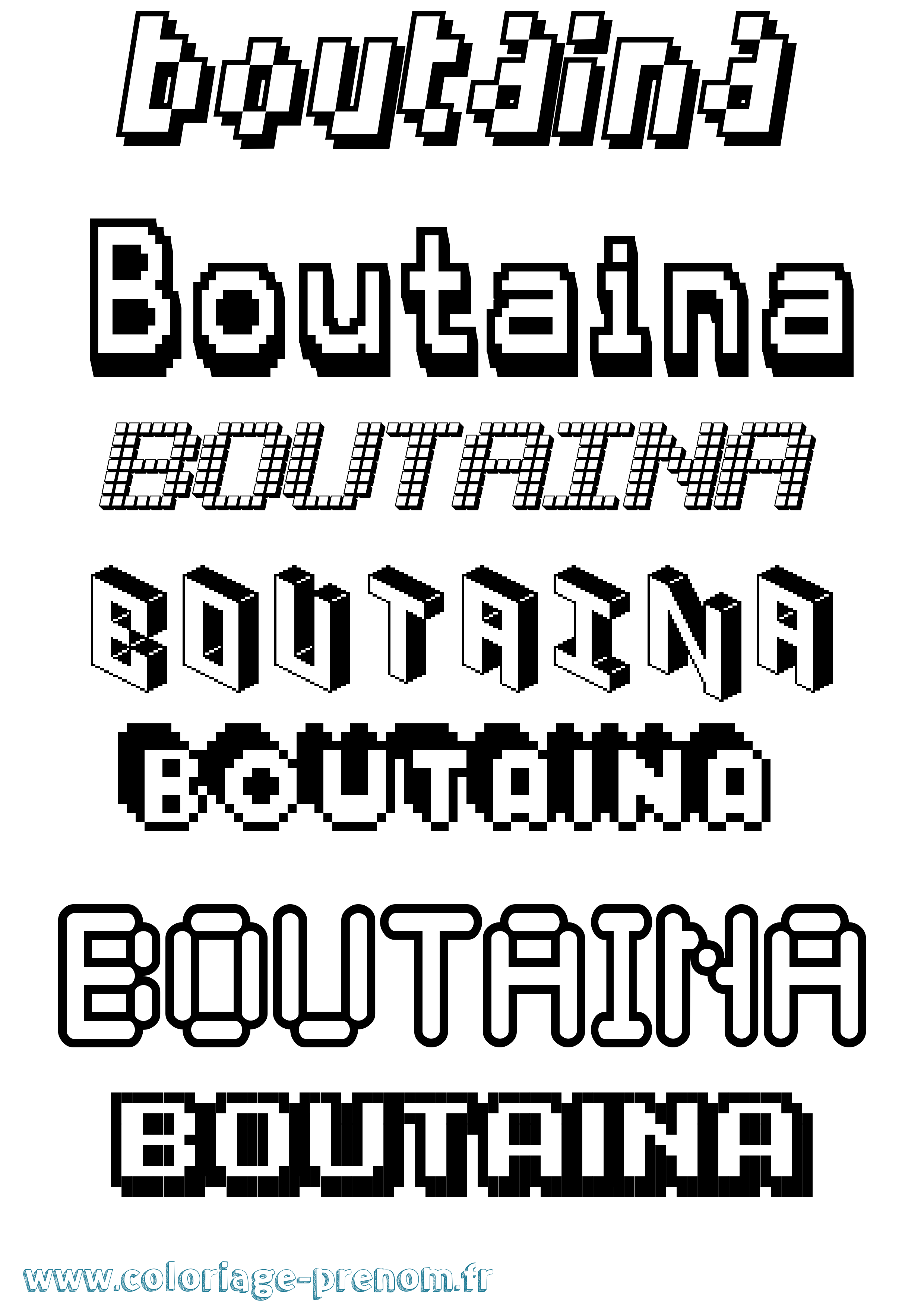 Coloriage Boutaina Pixel Coloriage prénom Boutaina Pixel