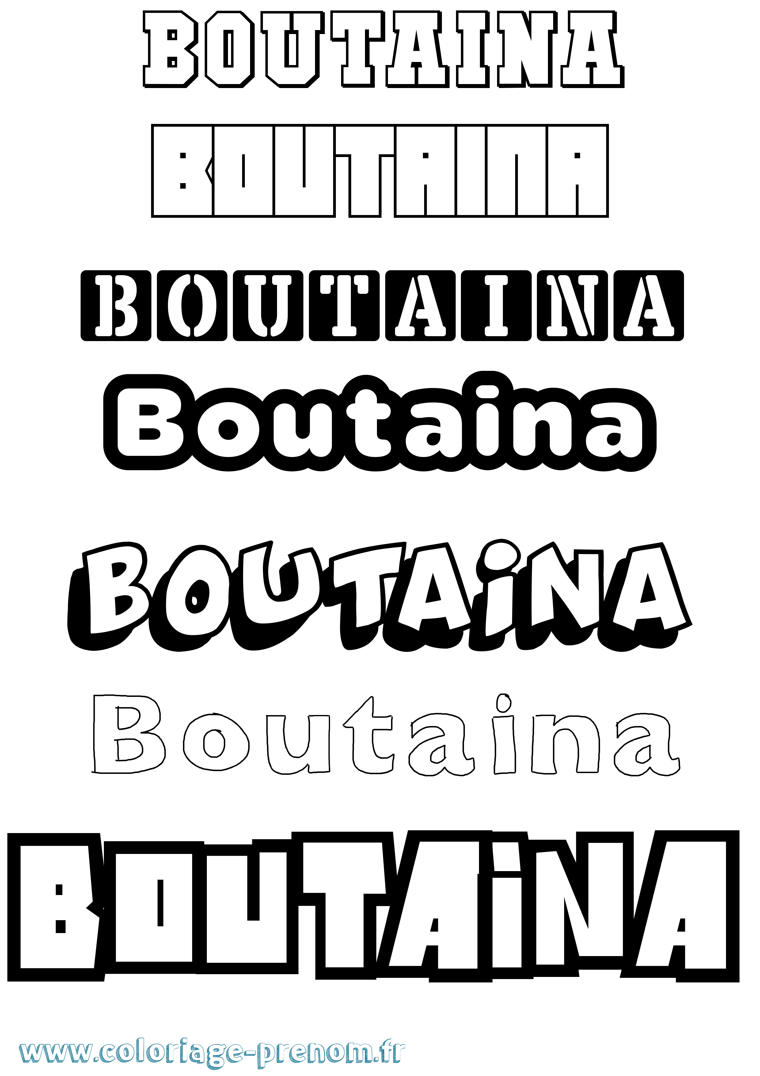 Coloriage Boutaina Simple Coloriage prénom Boutaina Simple