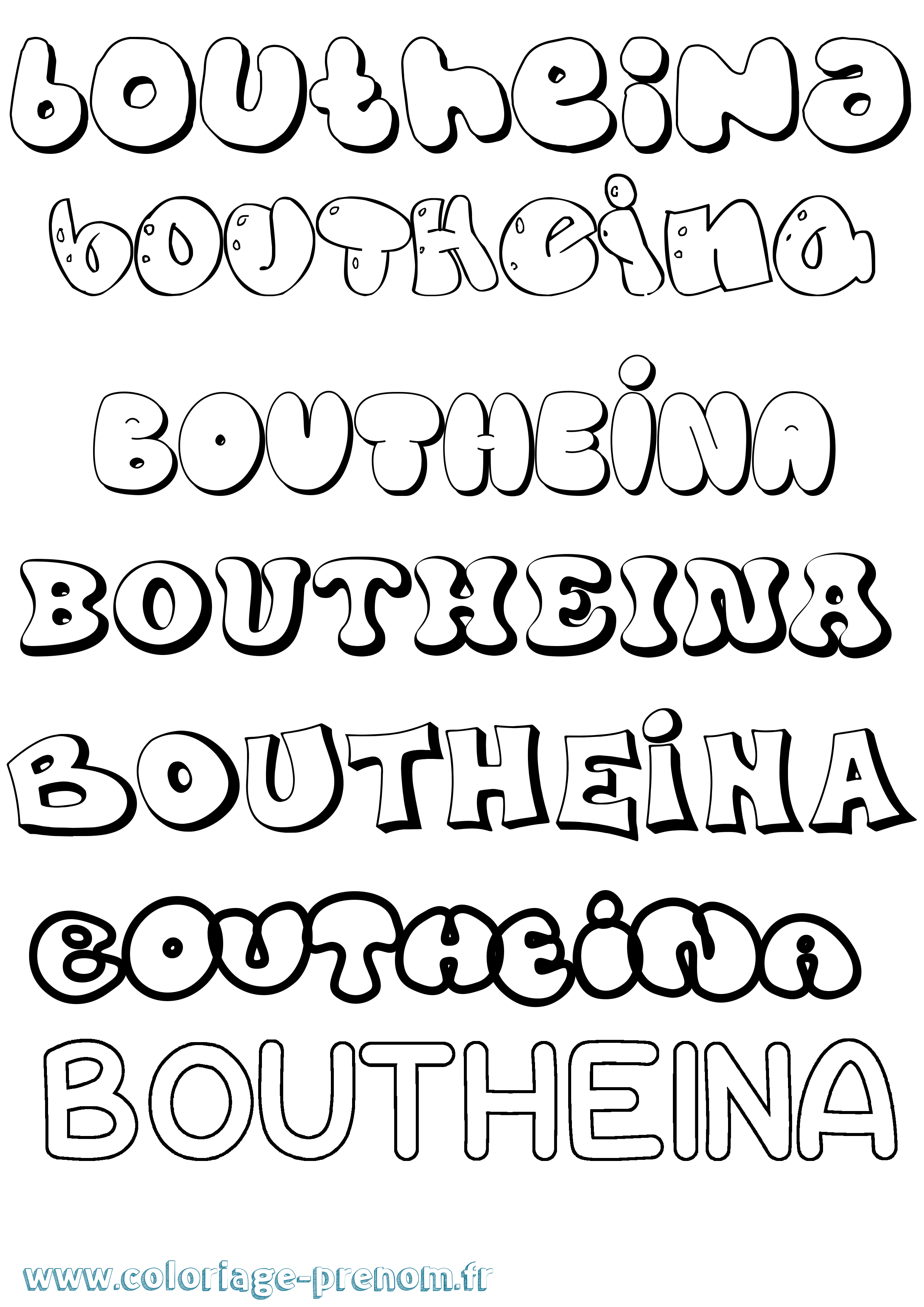 Coloriage Boutheina Bubble Coloriage prénom Boutheina Bubble