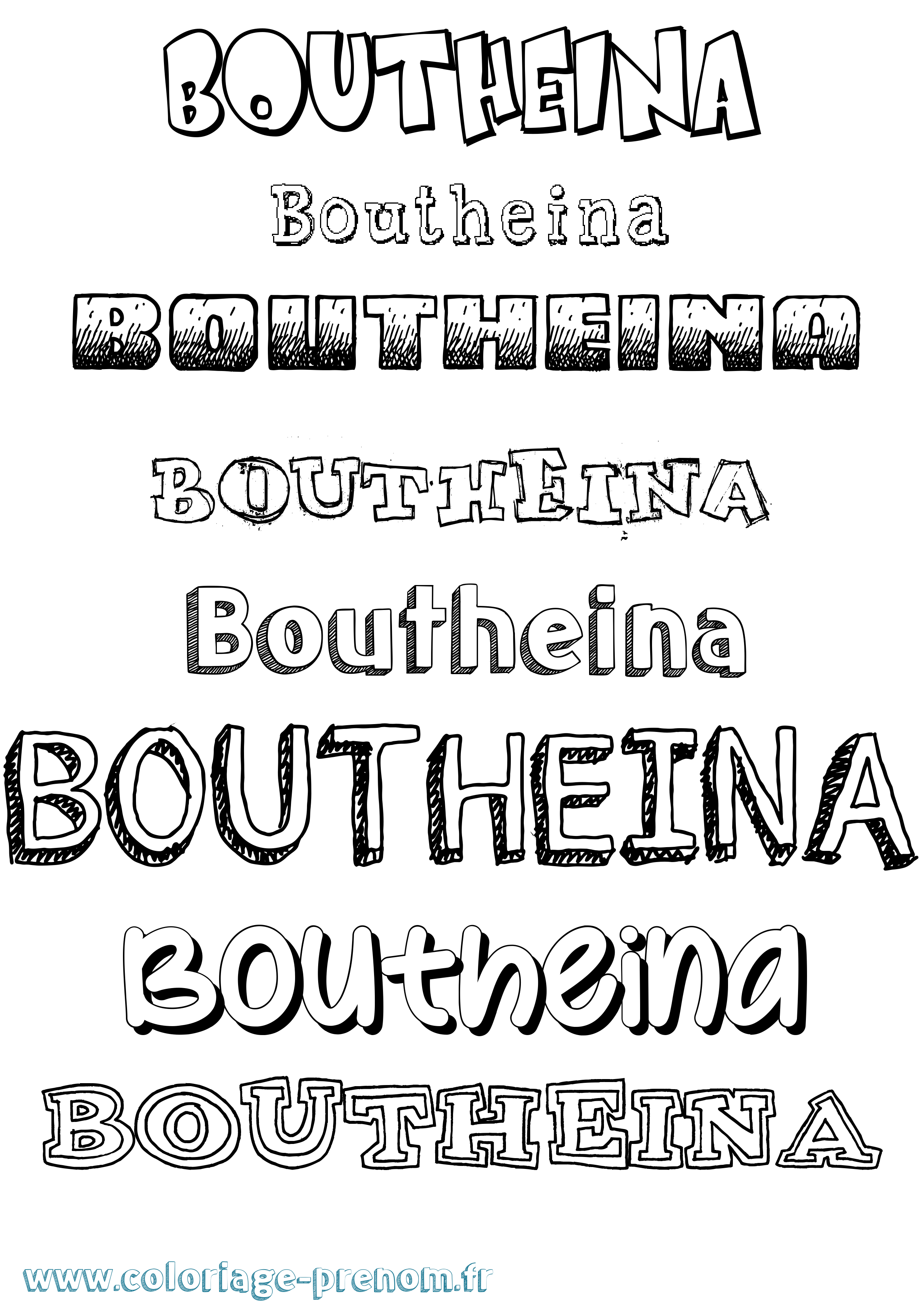 Coloriage Boutheina Dessiné Coloriage prénom Boutheina Dessiné