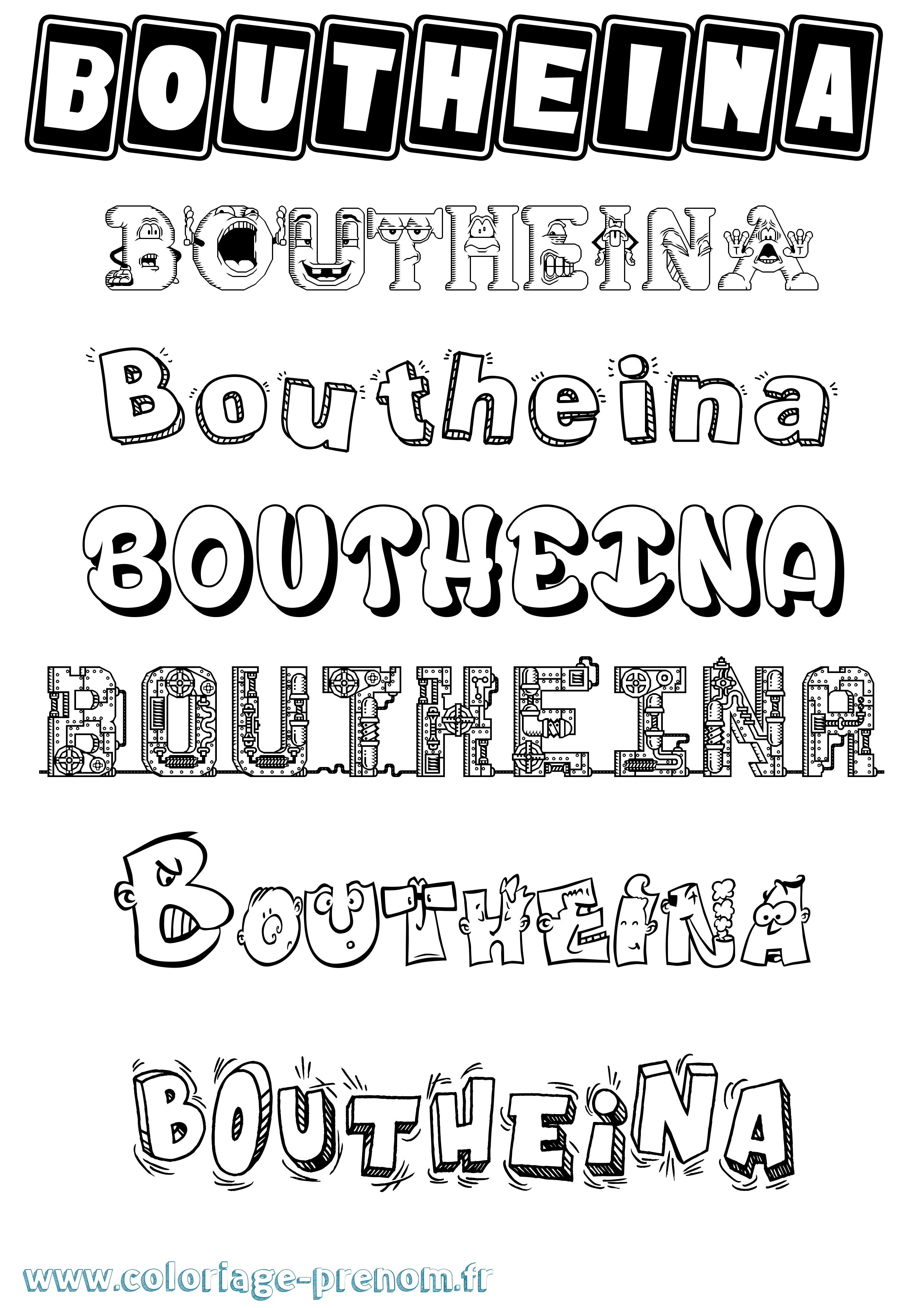 Coloriage Boutheina Fun Coloriage prénom Boutheina Fun