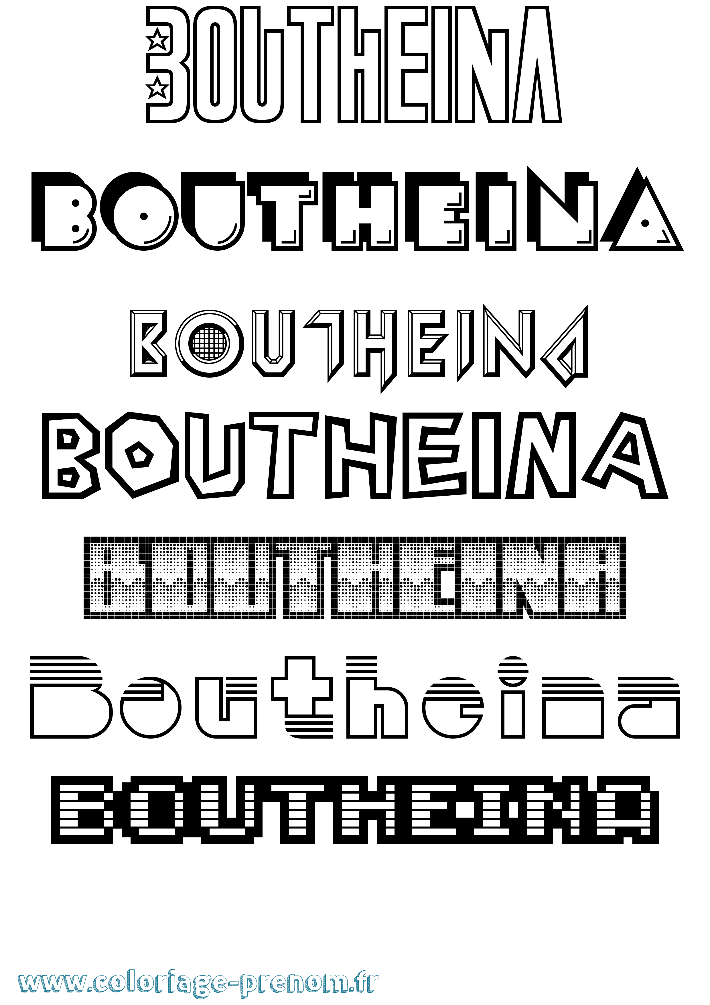 Coloriage Boutheina Jeux Vidéos Coloriage prénom Boutheina Jeux Vidéos
