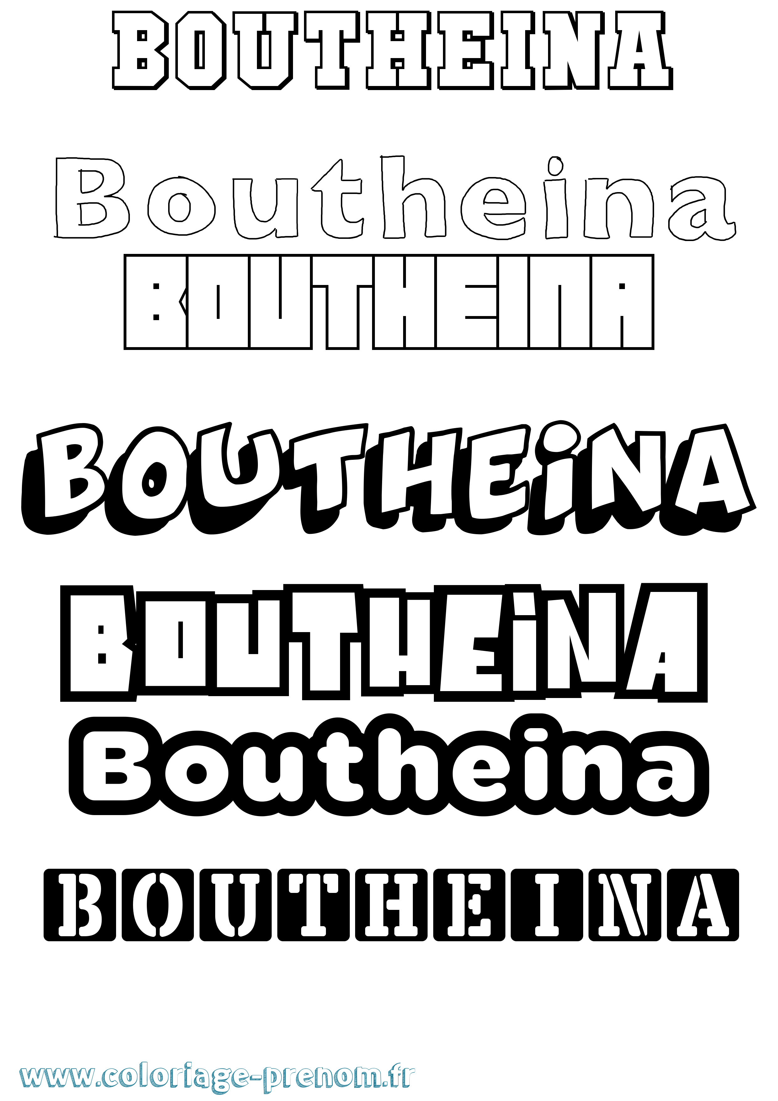 Coloriage Boutheina Simple Coloriage prénom Boutheina Simple