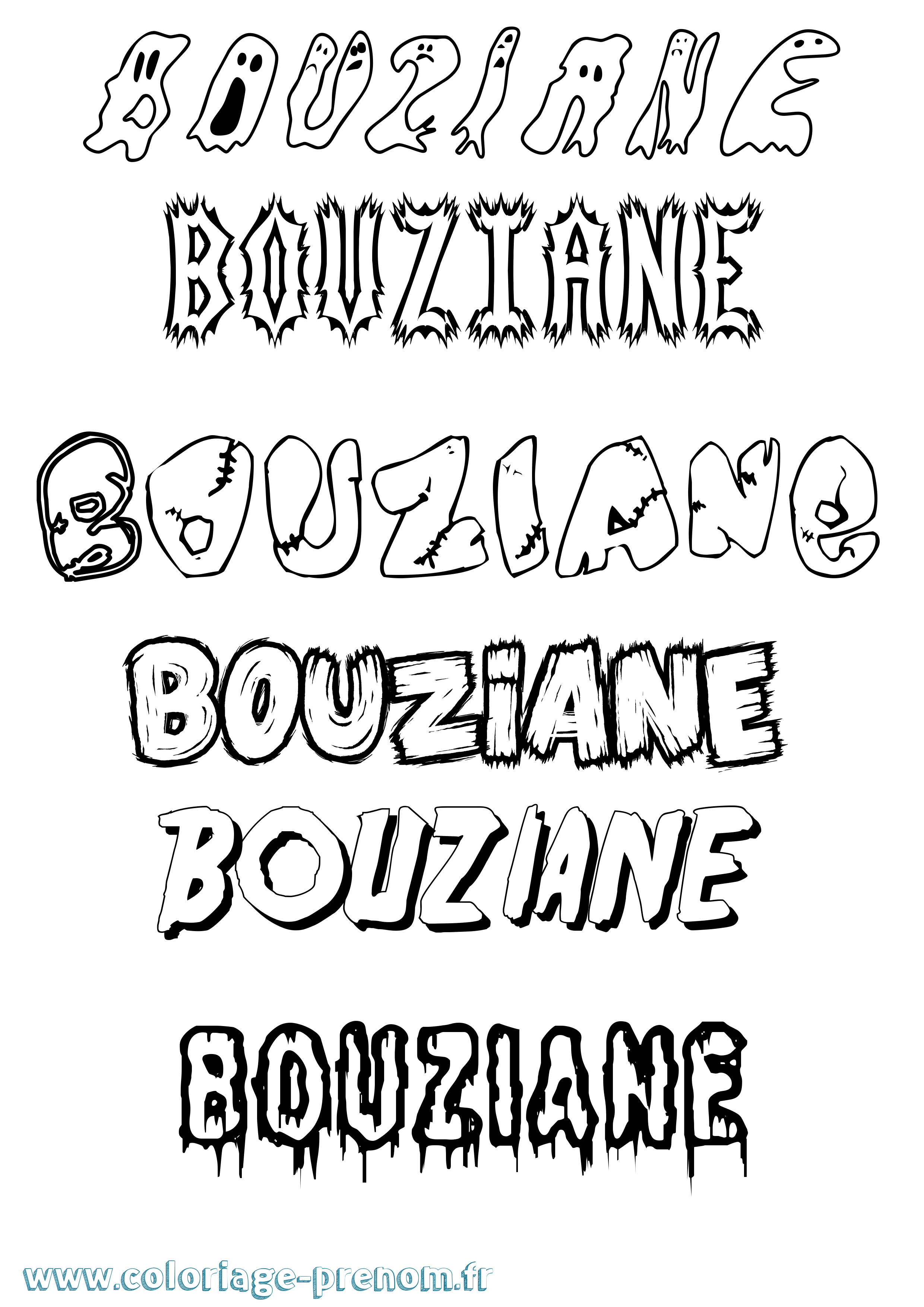 Coloriage Bouziane Frisson Coloriage prénom Bouziane Frisson
