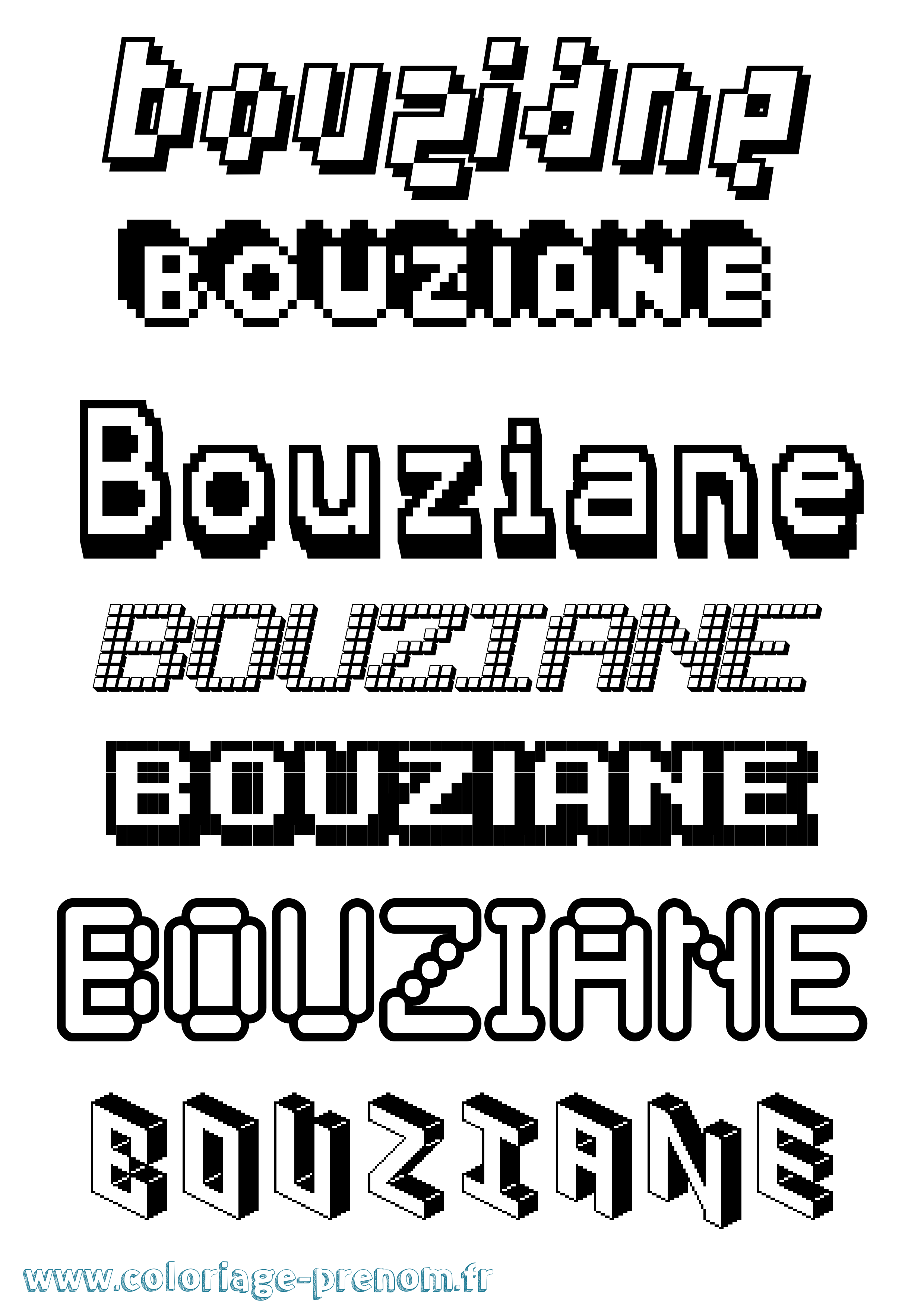Coloriage Bouziane Pixel Coloriage prénom Bouziane Pixel