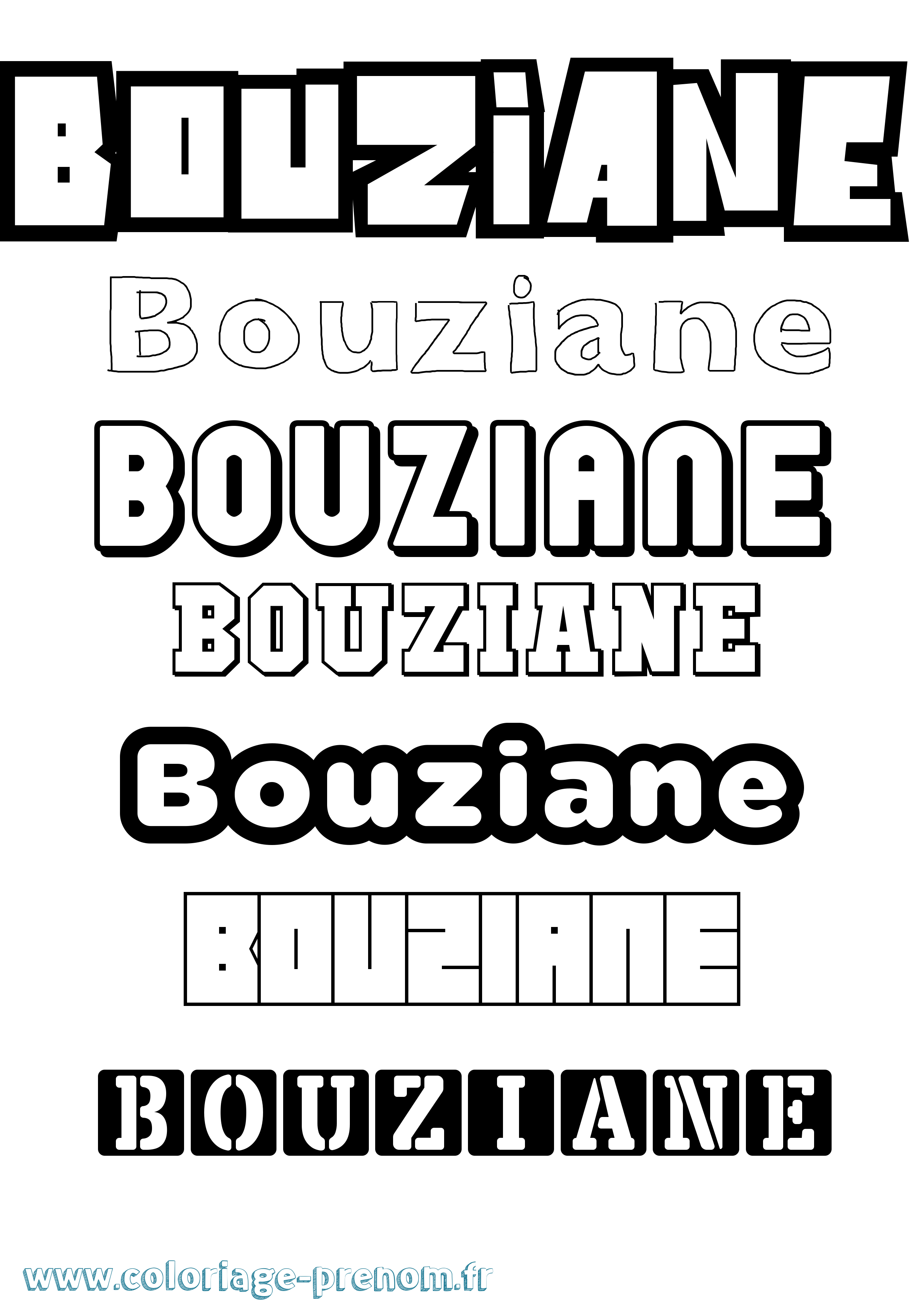 Coloriage Bouziane Simple Coloriage prénom Bouziane Simple
