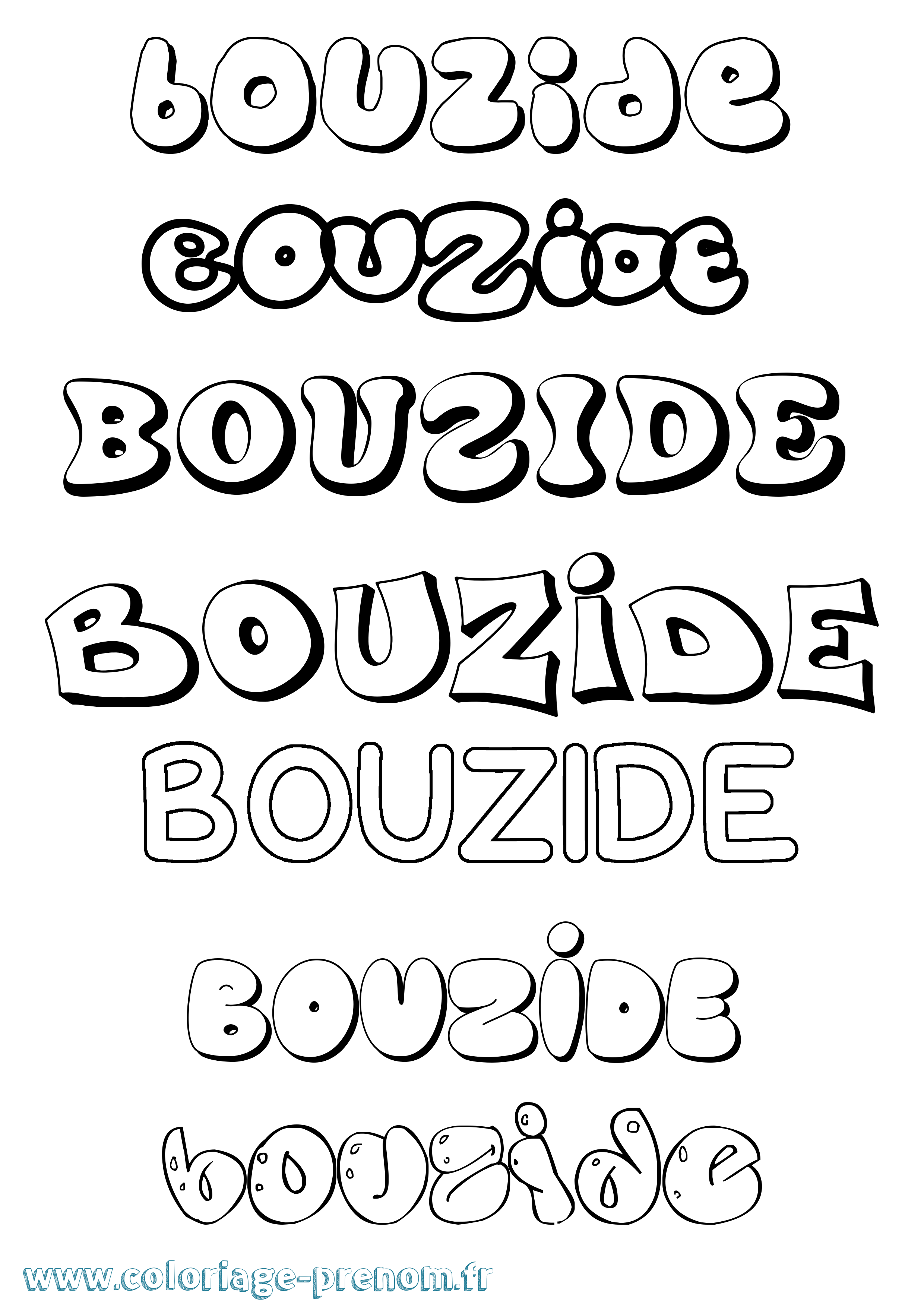 Coloriage Bouzide Bubble Coloriage prénom Bouzide Bubble