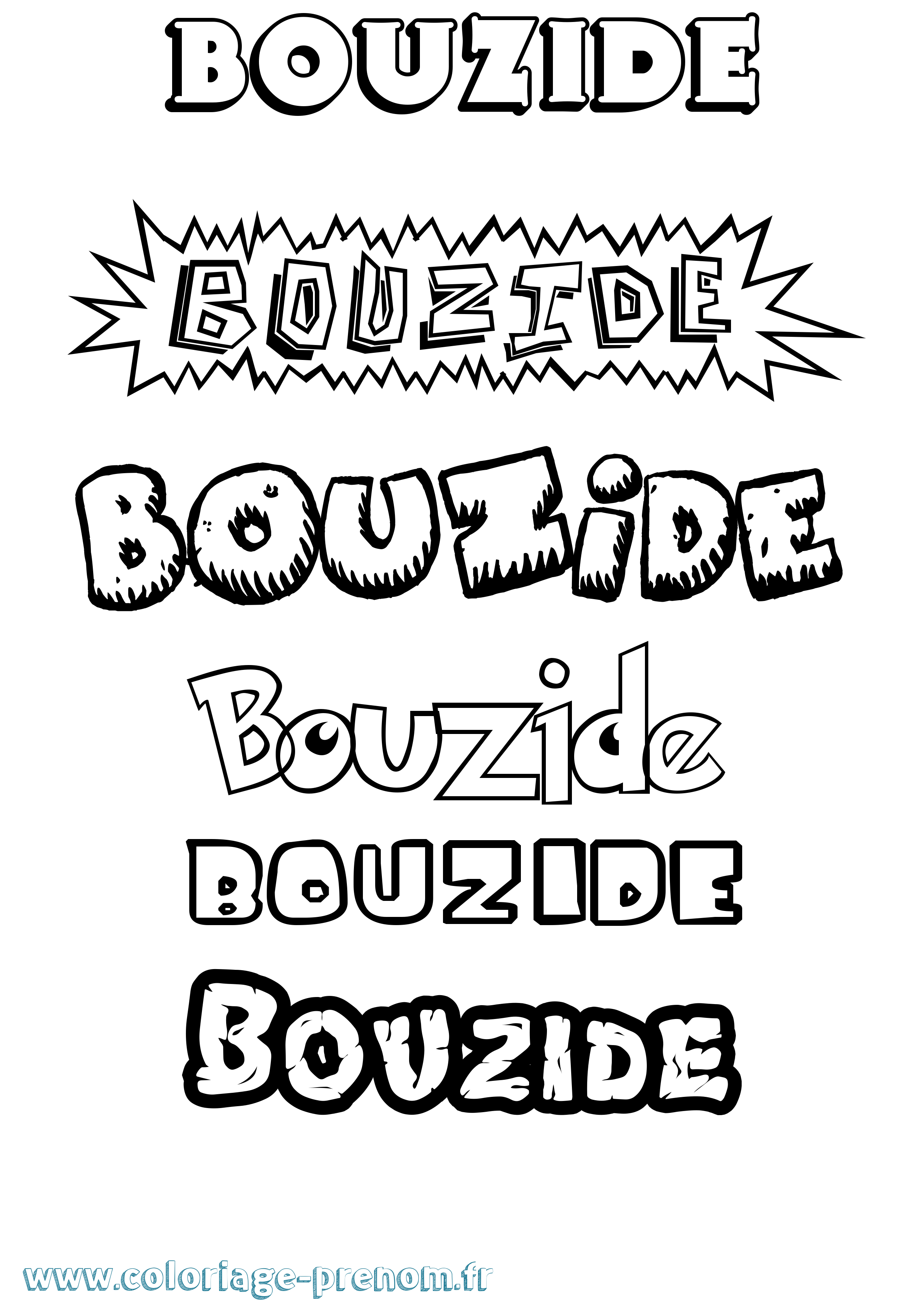Coloriage Bouzide Dessin Animé Coloriage prénom Bouzide Dessin Animé