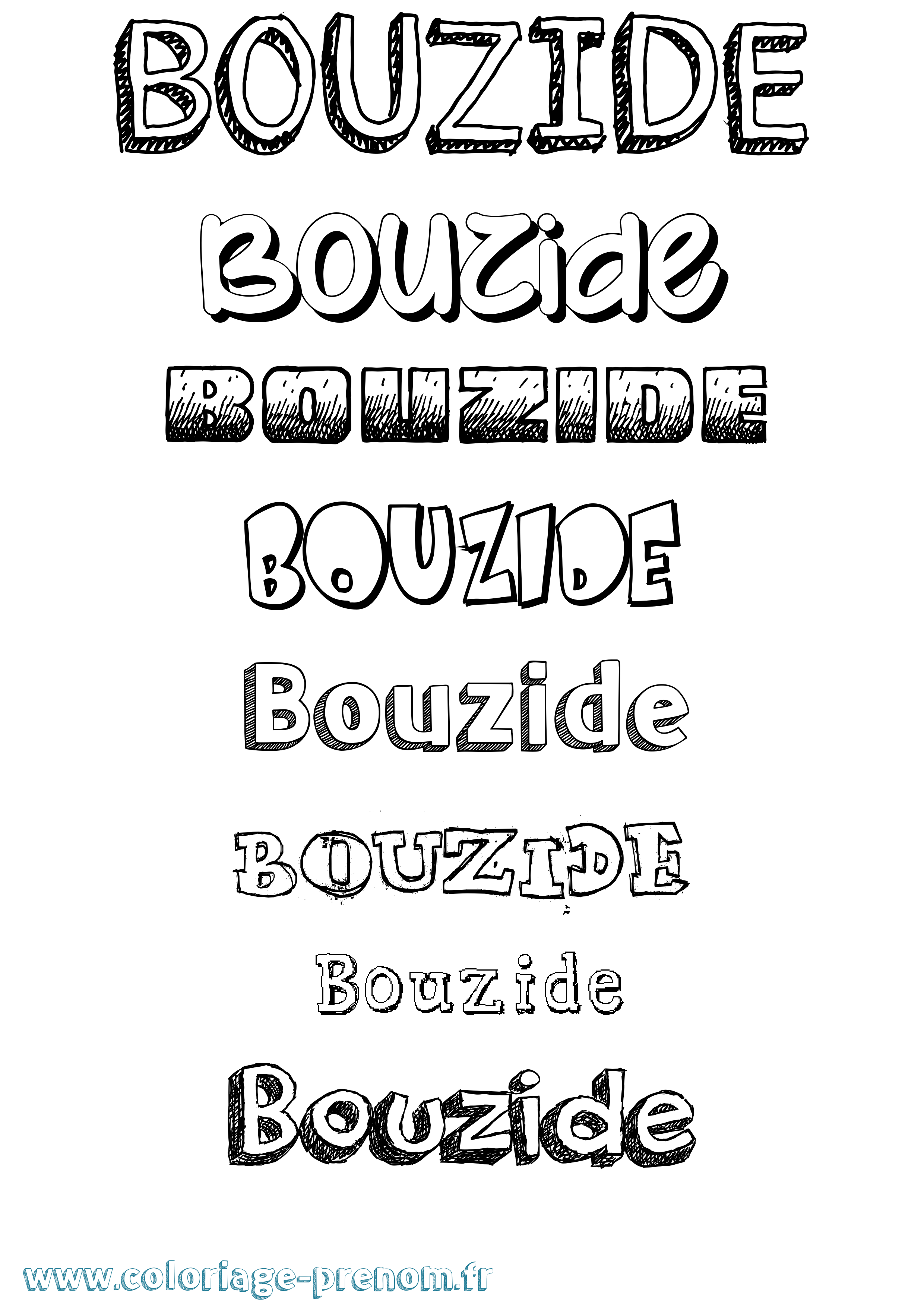 Coloriage Bouzide Dessiné Coloriage prénom Bouzide Dessiné
