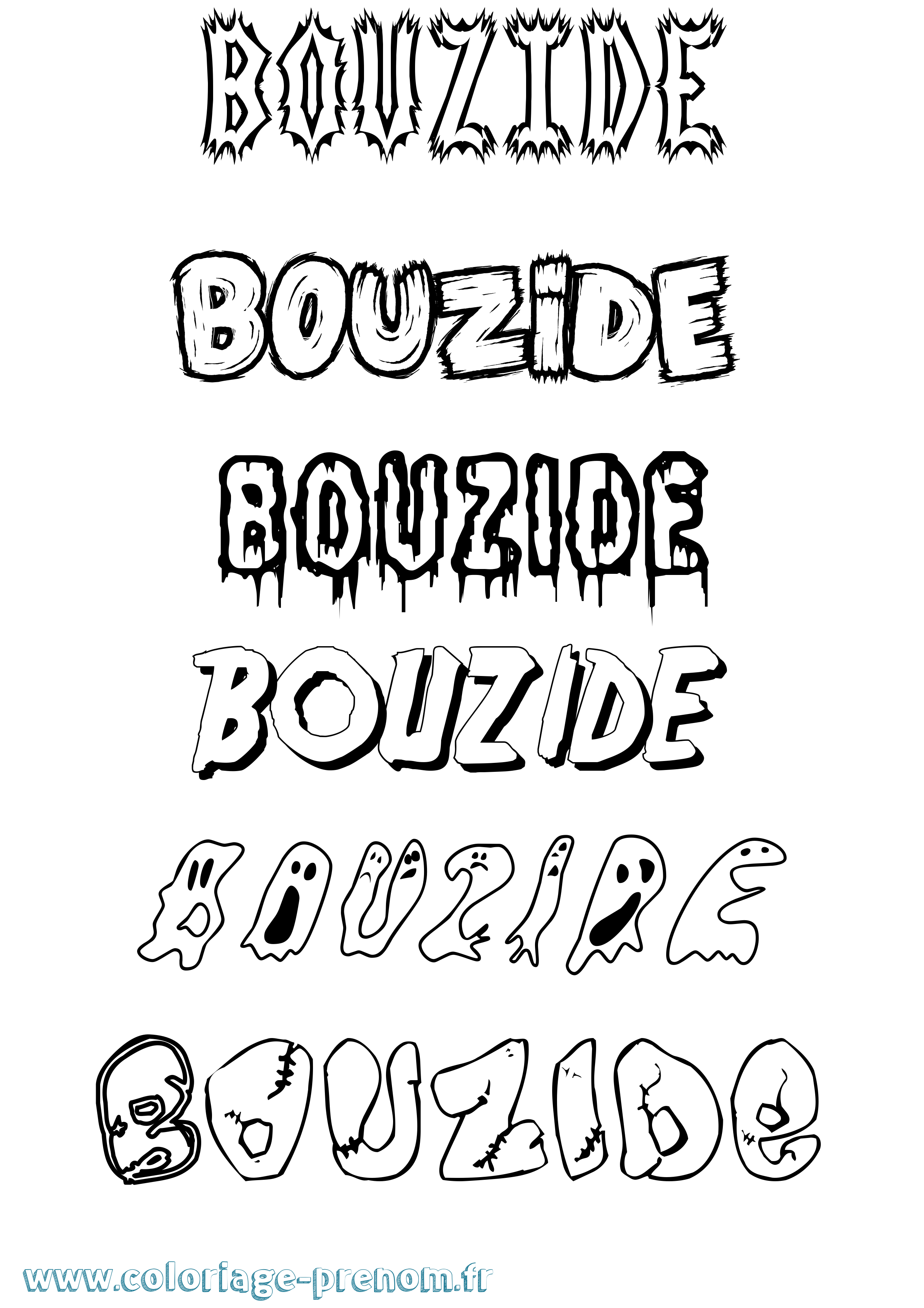 Coloriage Bouzide Frisson Coloriage prénom Bouzide Frisson