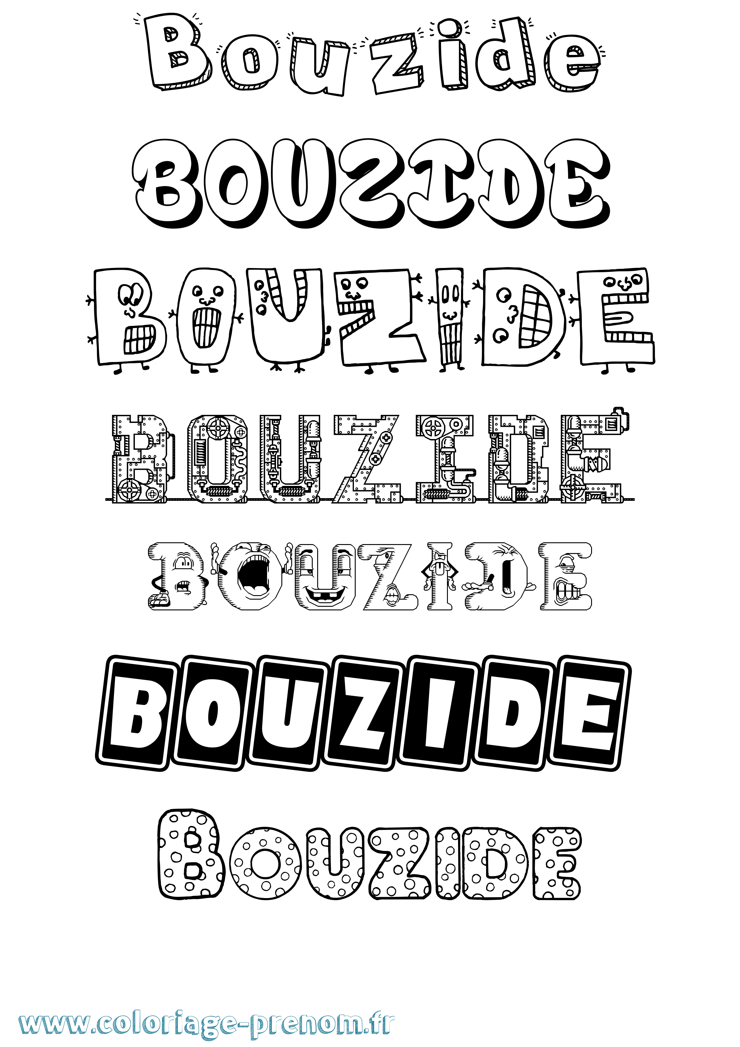 Coloriage Bouzide Fun Coloriage prénom Bouzide Fun