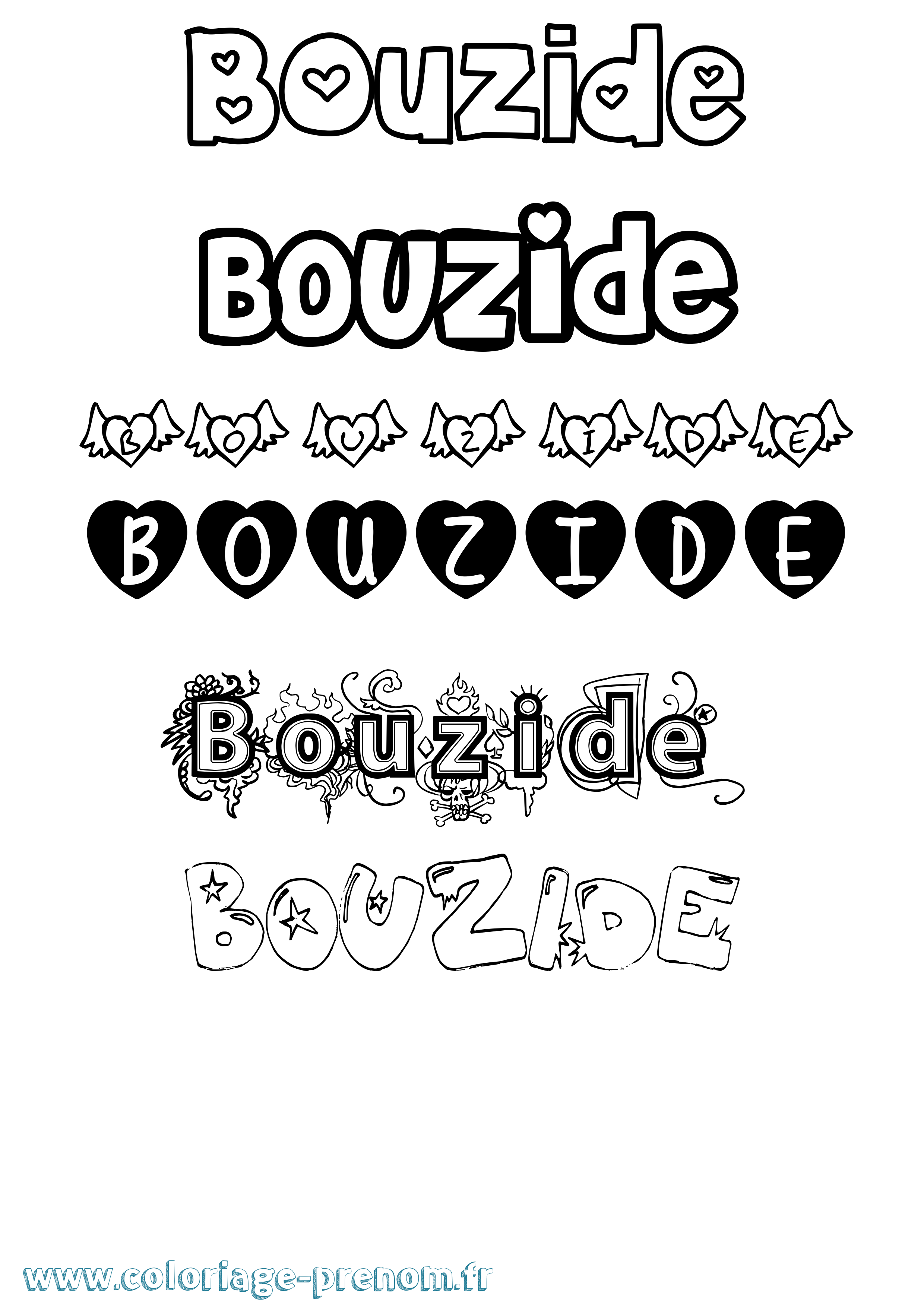 Coloriage Bouzide Girly Coloriage prénom Bouzide Girly